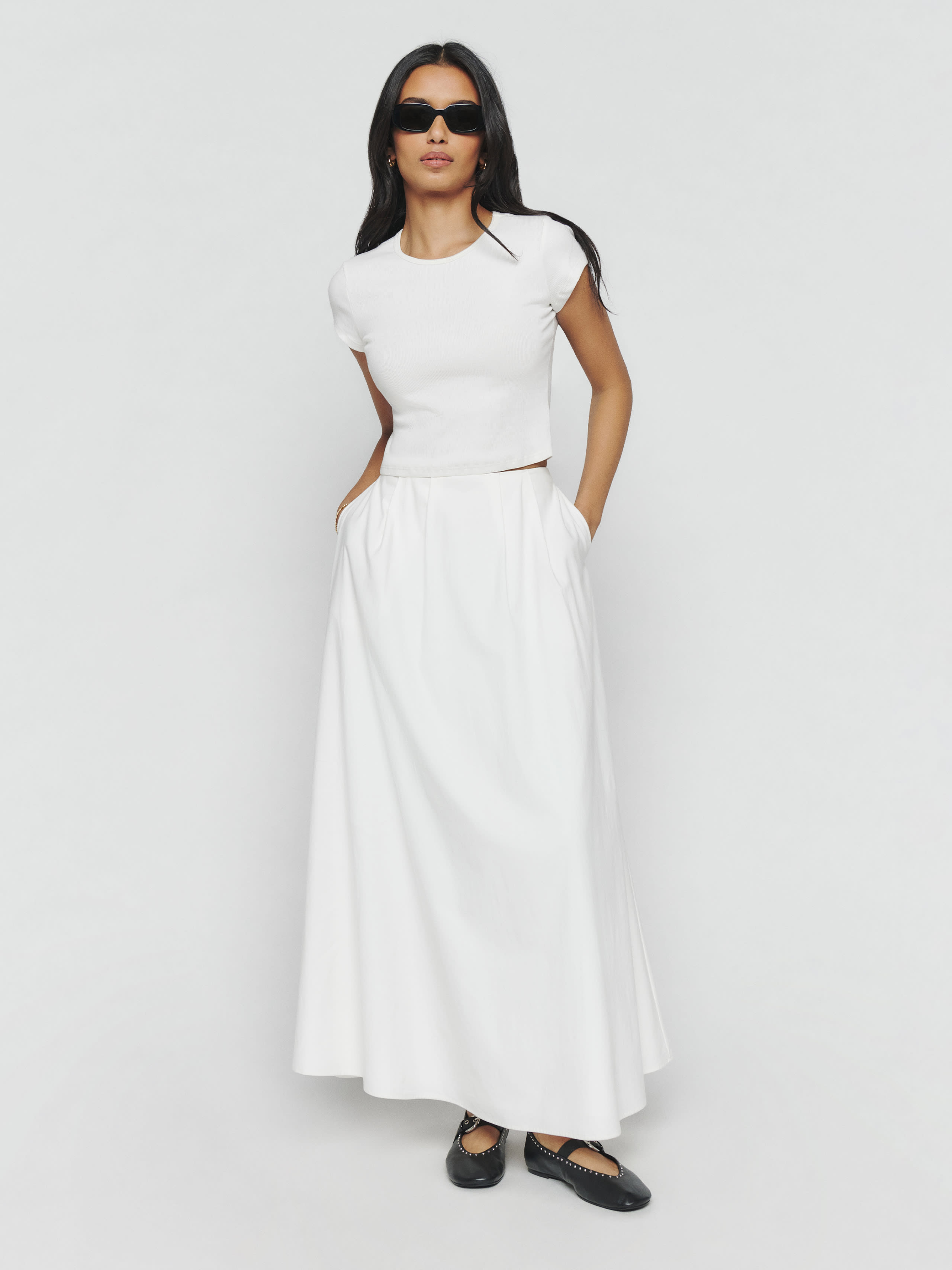 Shop Reformation Lucy Skirt In White