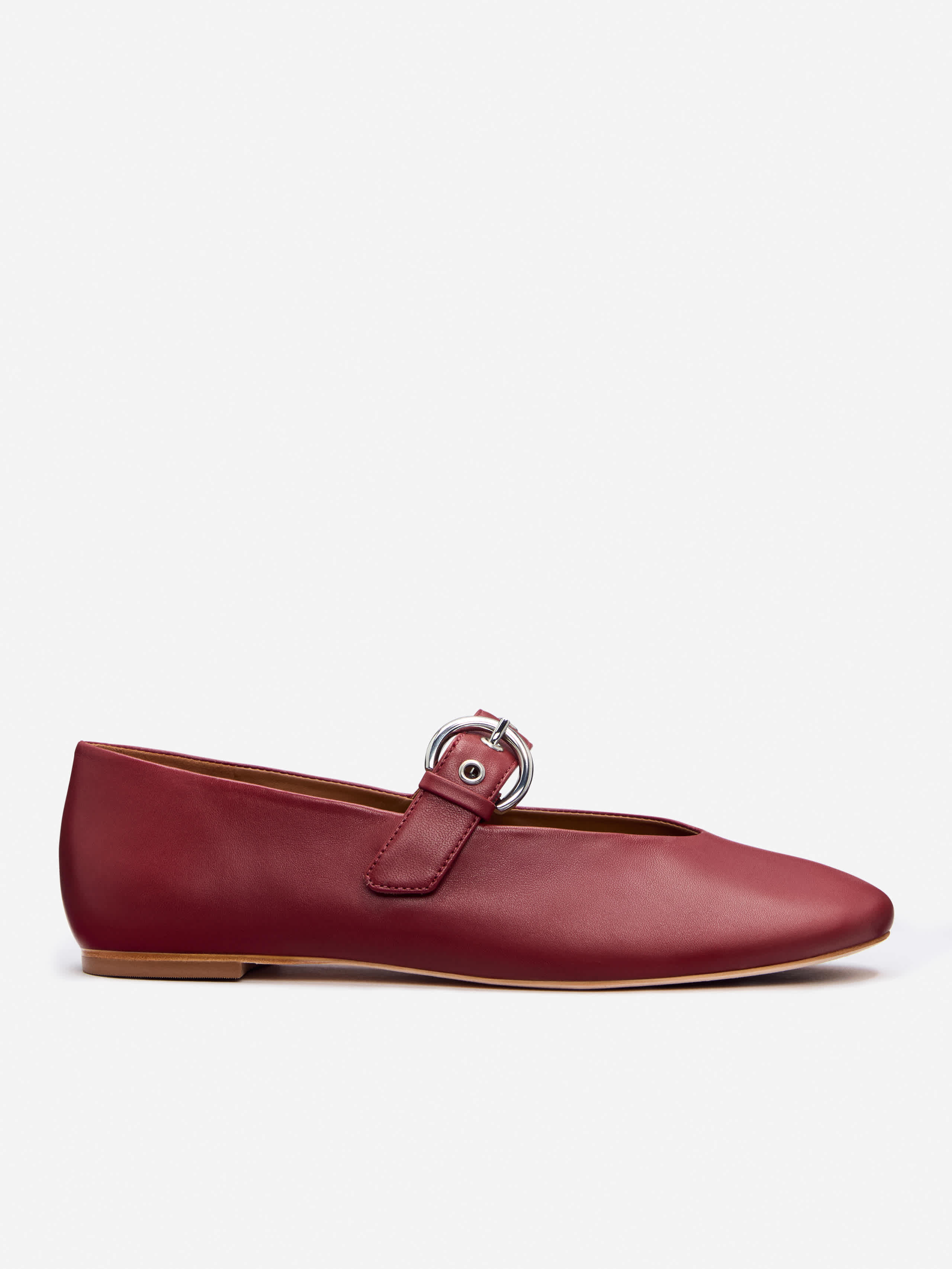 Reformation Bethany Ballet Flat In Brick Red Leather