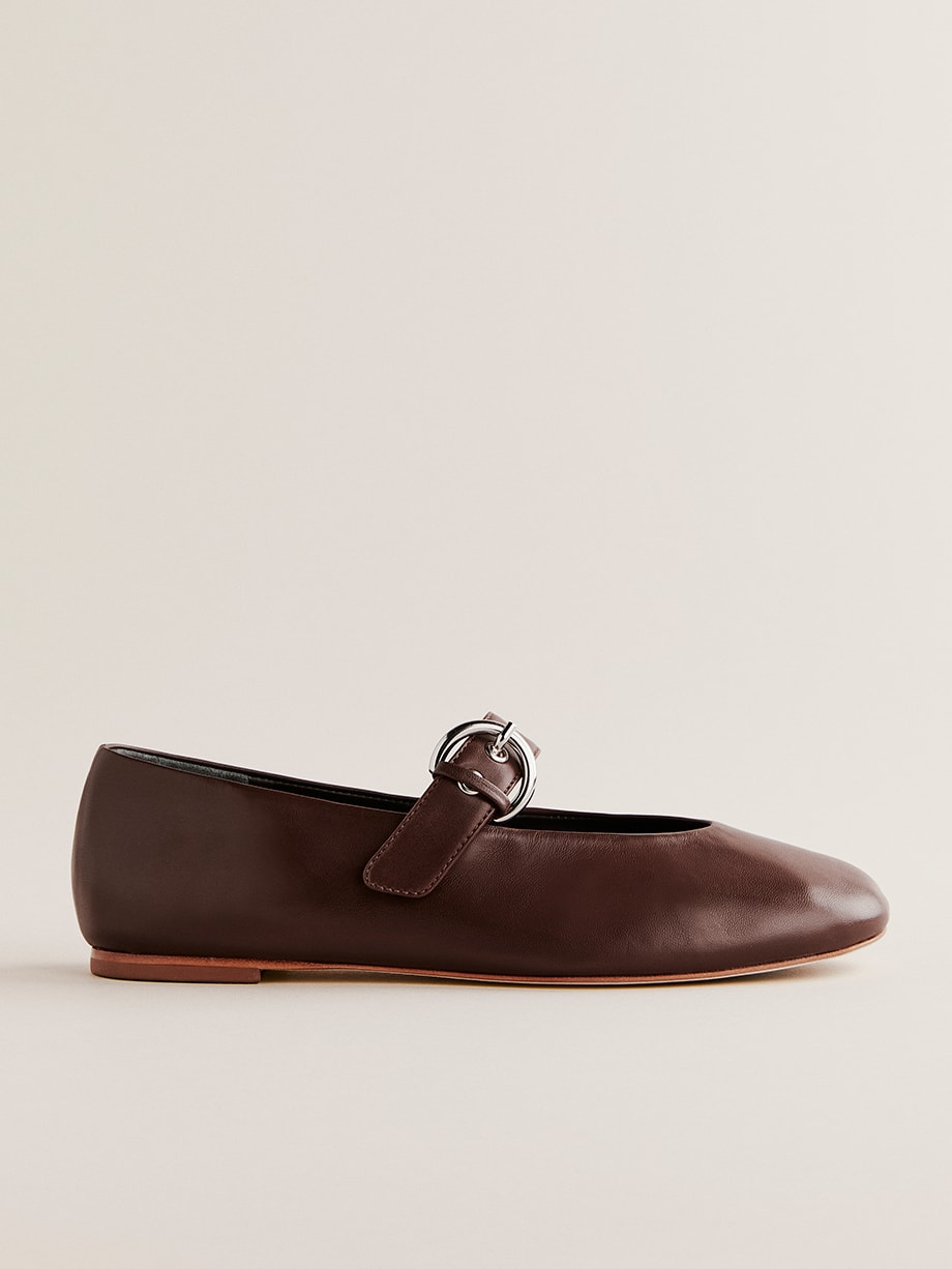 Reformation Bethany Ballet Flat In Chestnut Leather