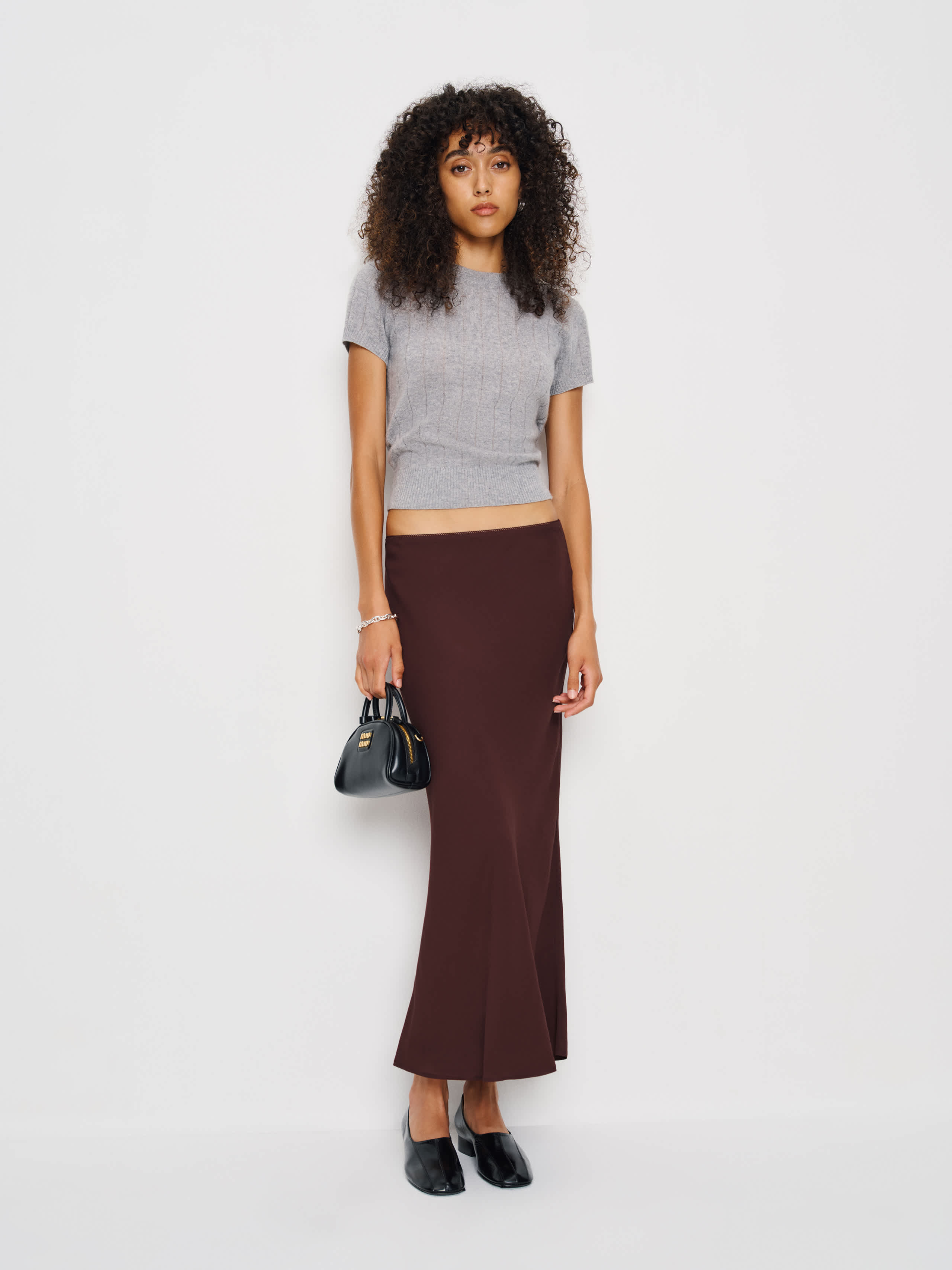 Reformation Layla Skirt In Mahogany