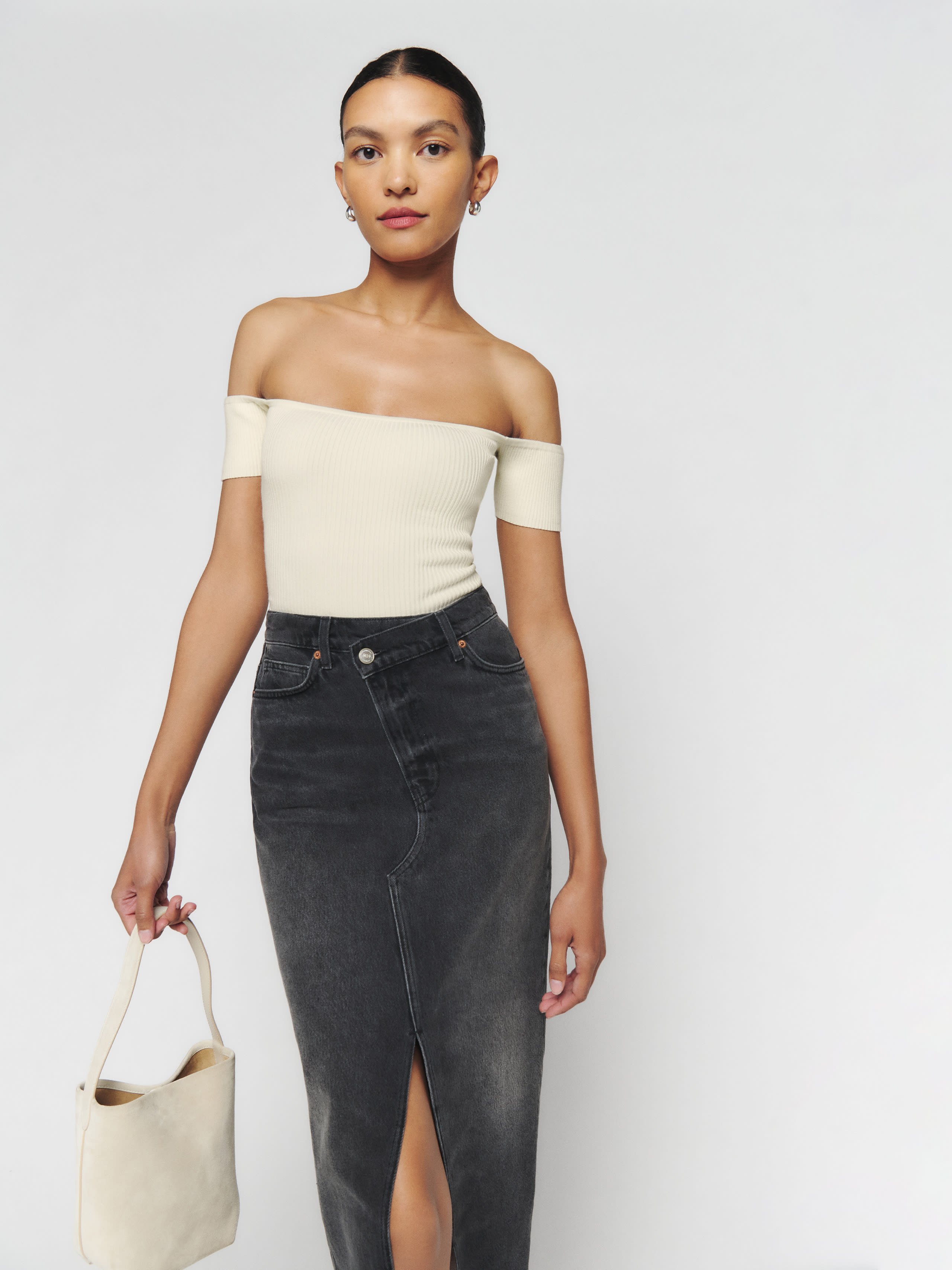 Reformation Holly Off The Shoulder Sweater In Gossamer
