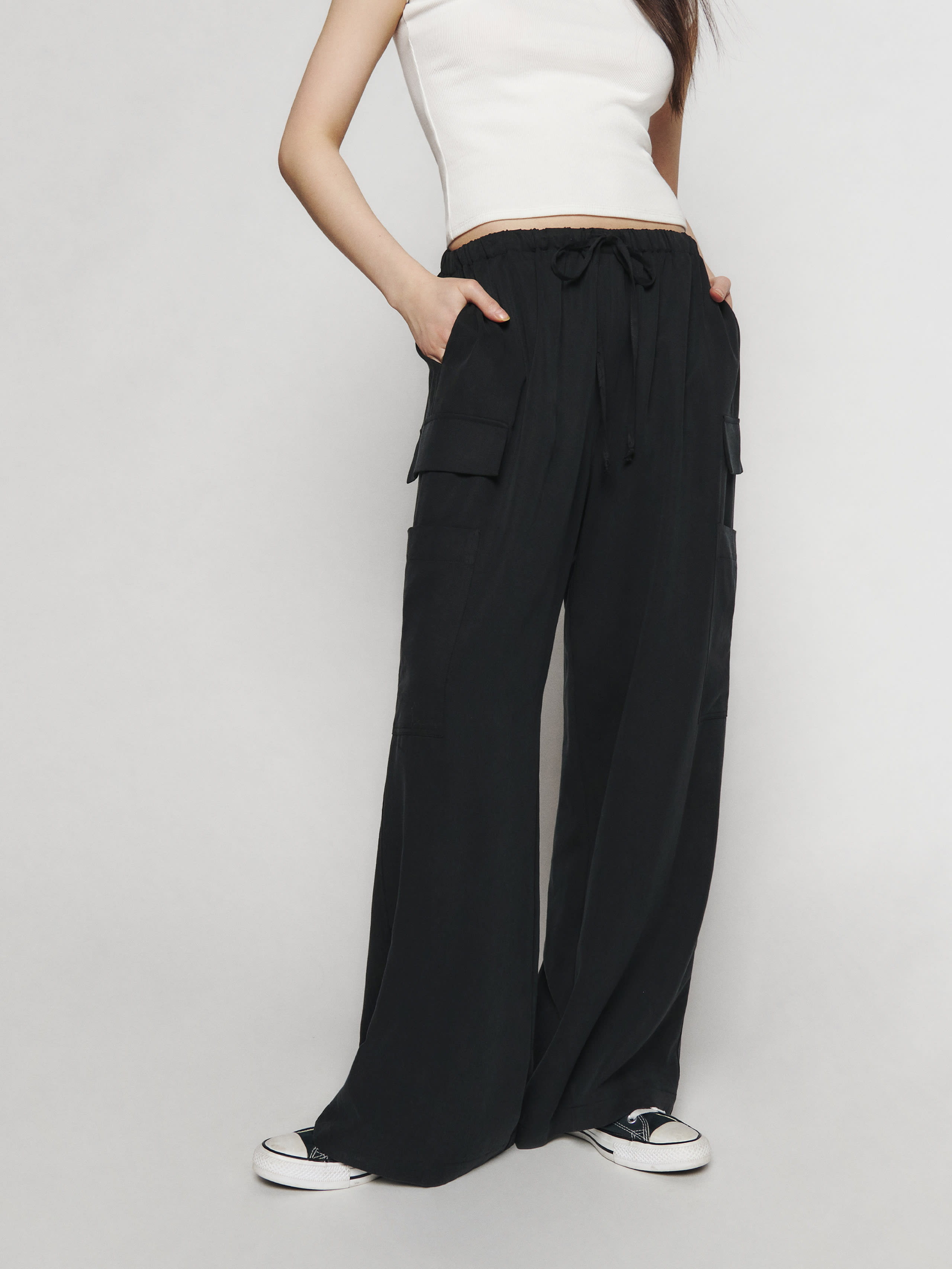 Reformation Ethan Twill Trouser In Black