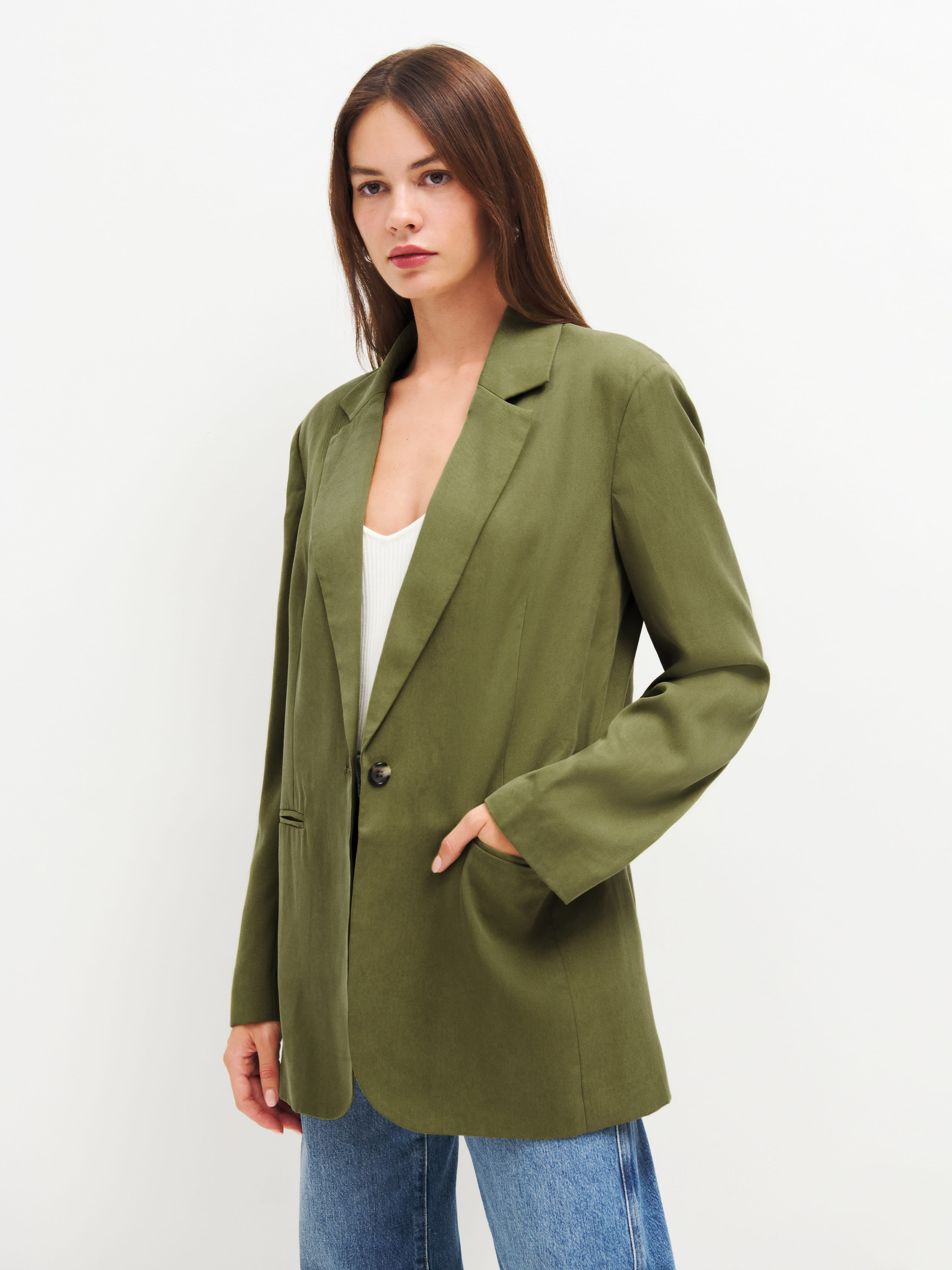 Reformation The Classic Relaxed Blazer In Pear