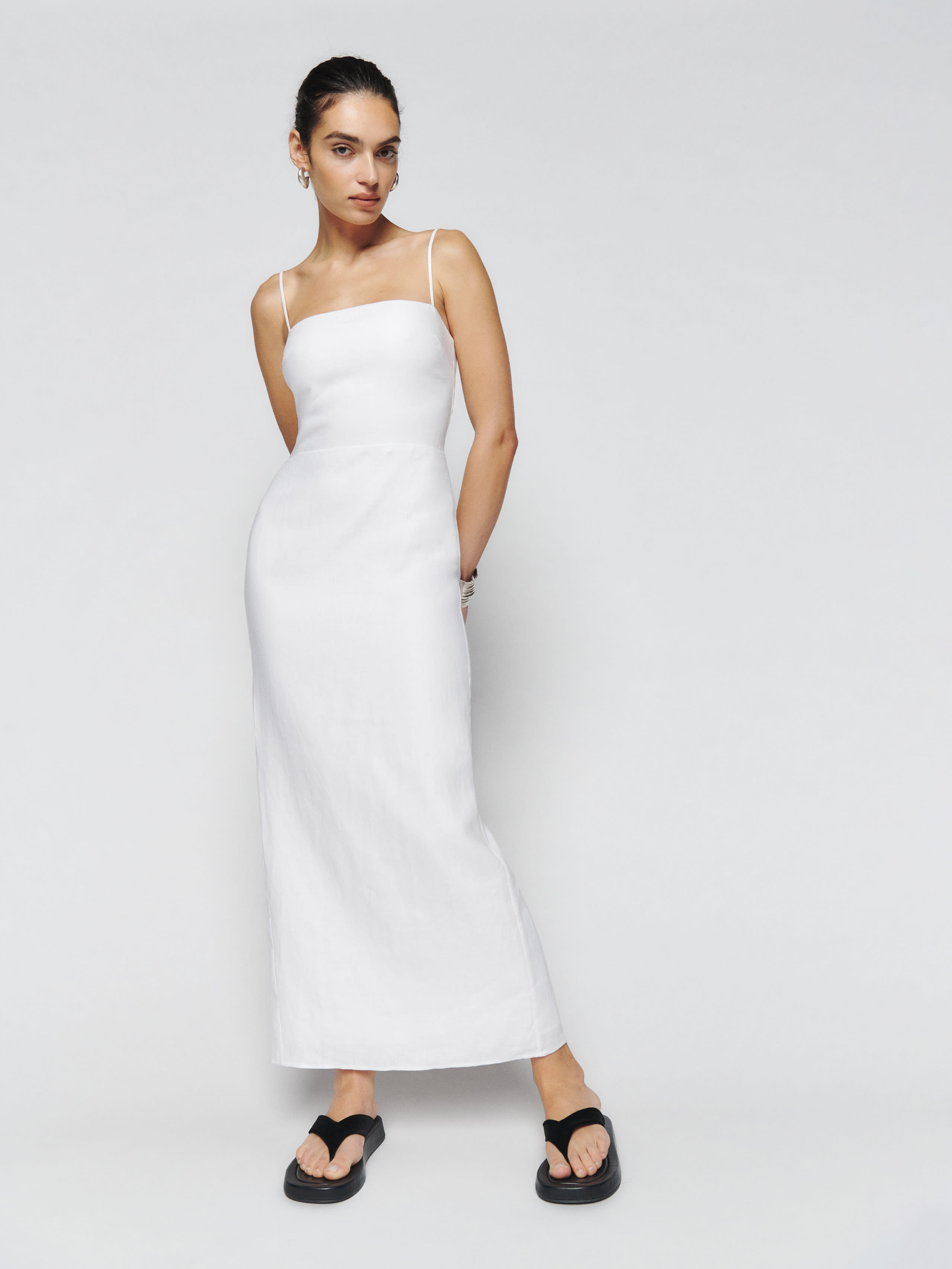 Reformation Frankie Linen Dress In White