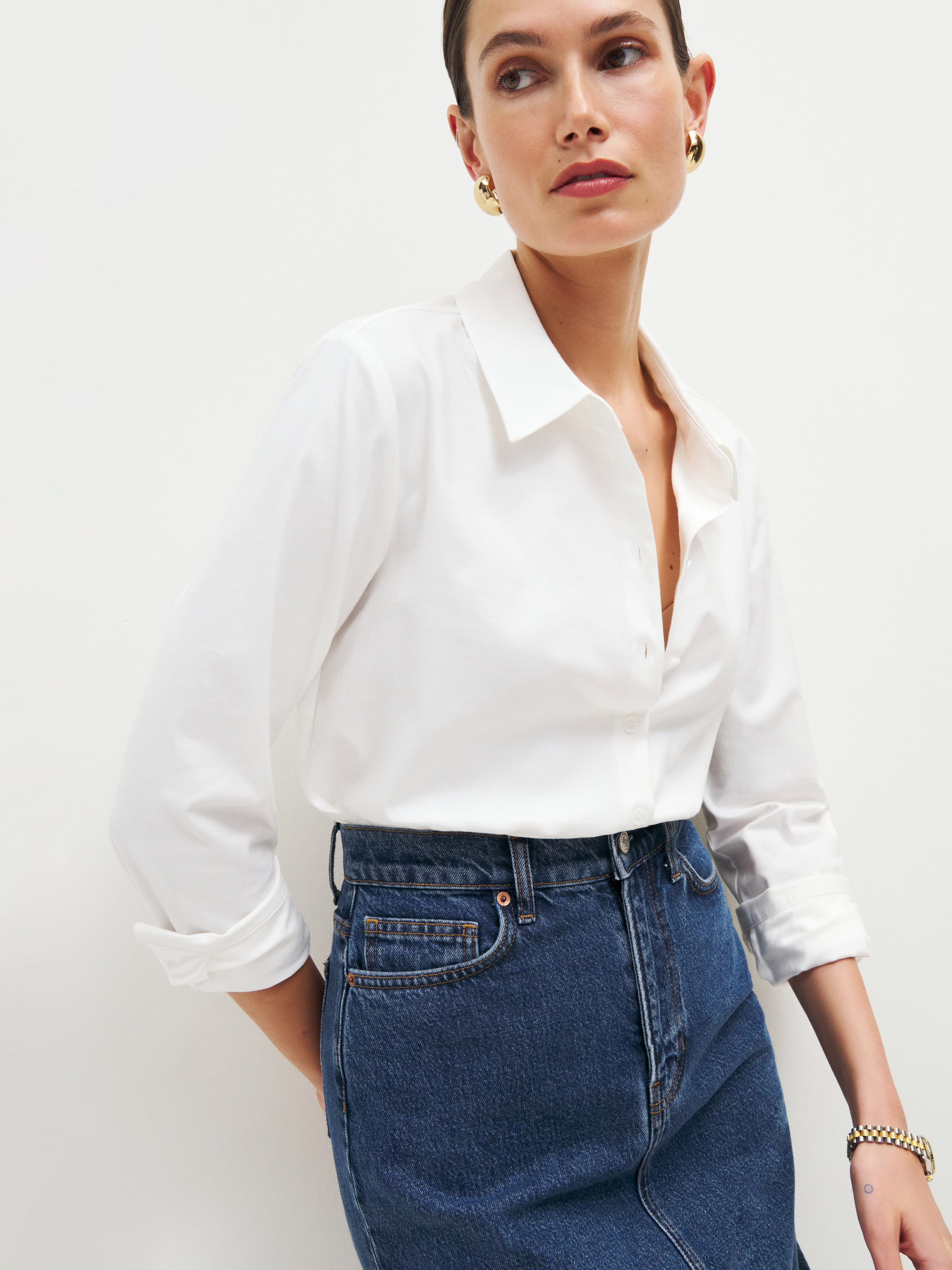 Reformation Sky Relaxed Top In White