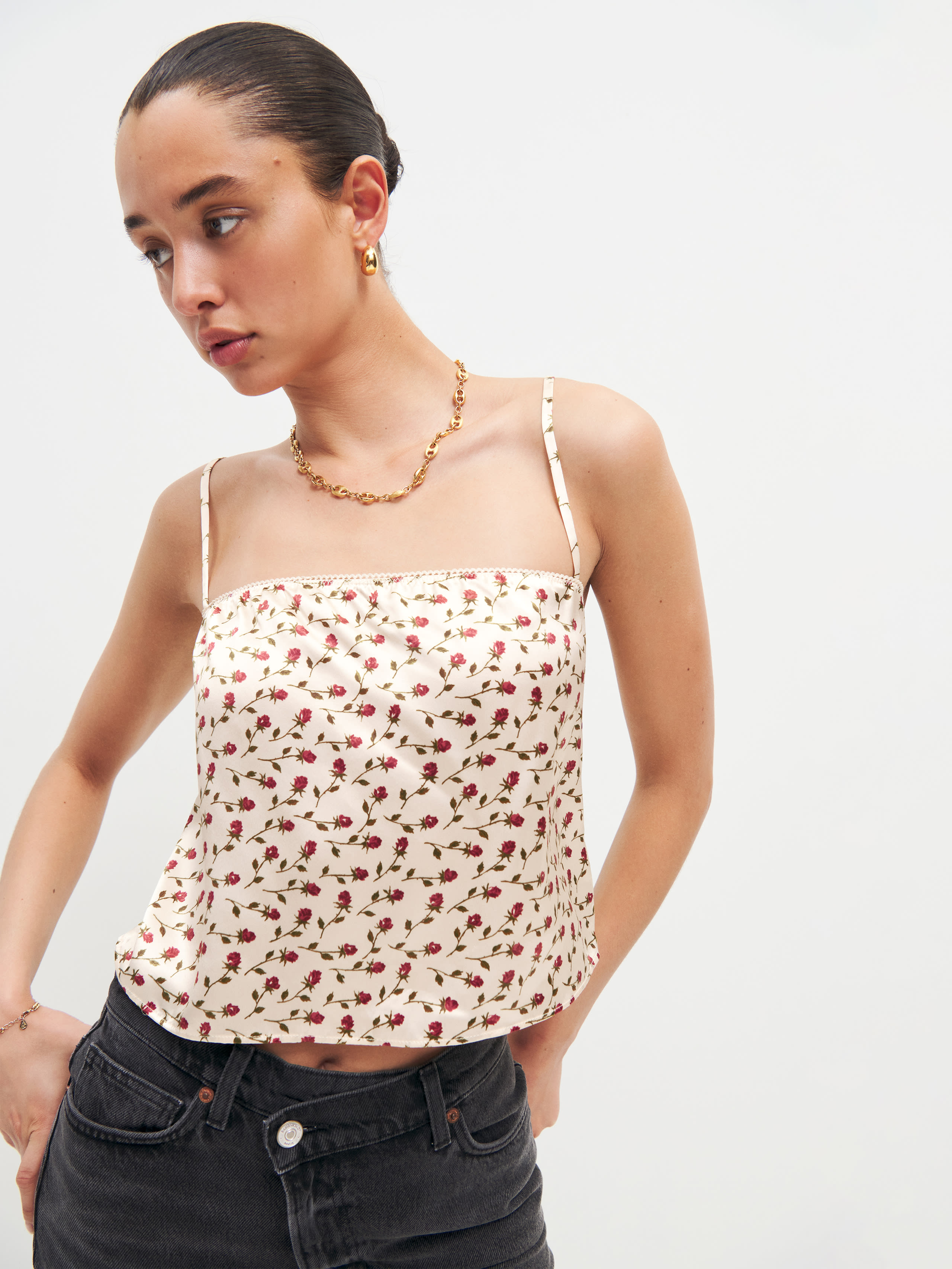 Shop Reformation Mya Silk Top In Madison