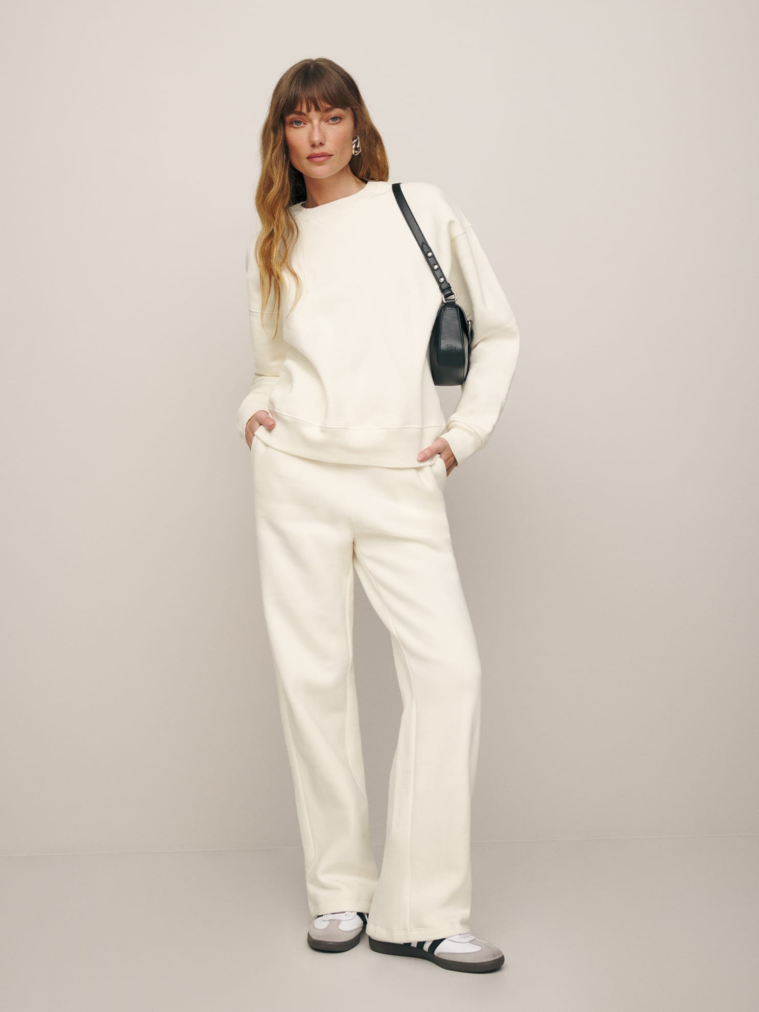 Reformation Wide Leg Sweatpant In Vintage White