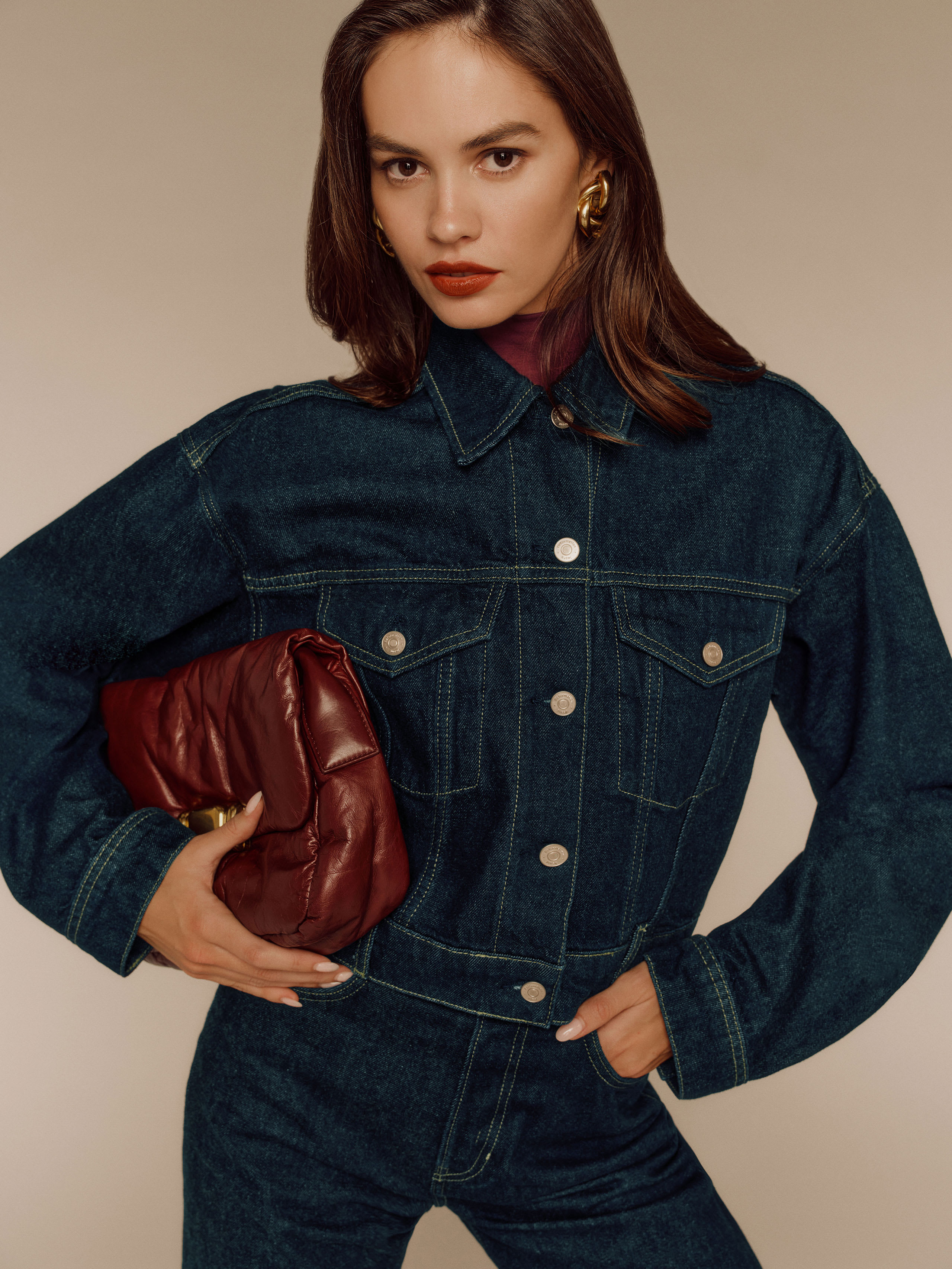 REFORMATION JORI CROPPED DENIM JACKET 