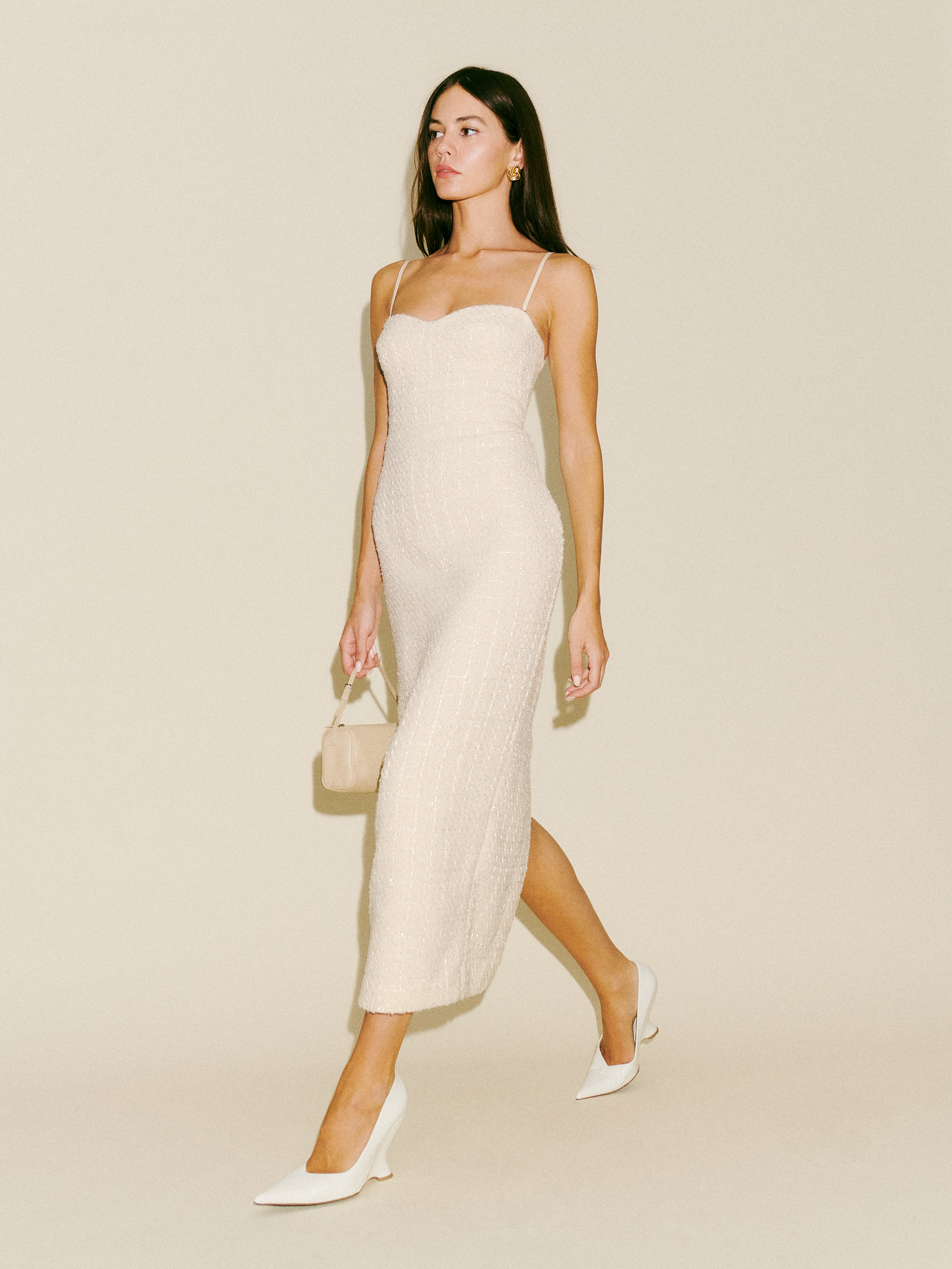 Reformation Lakia Dress In Ivory