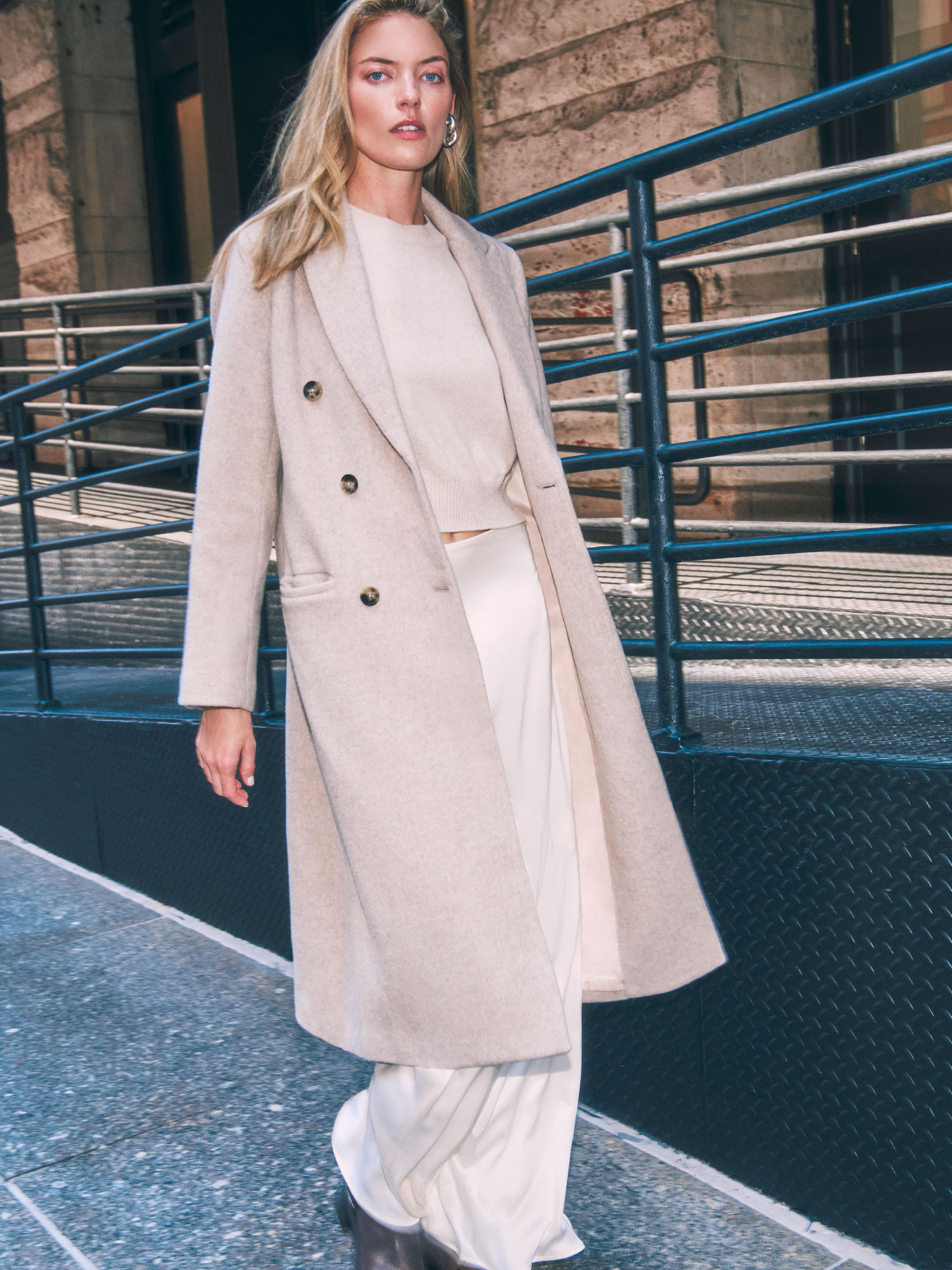Reformation Paley Double Breasted Coat In Beige