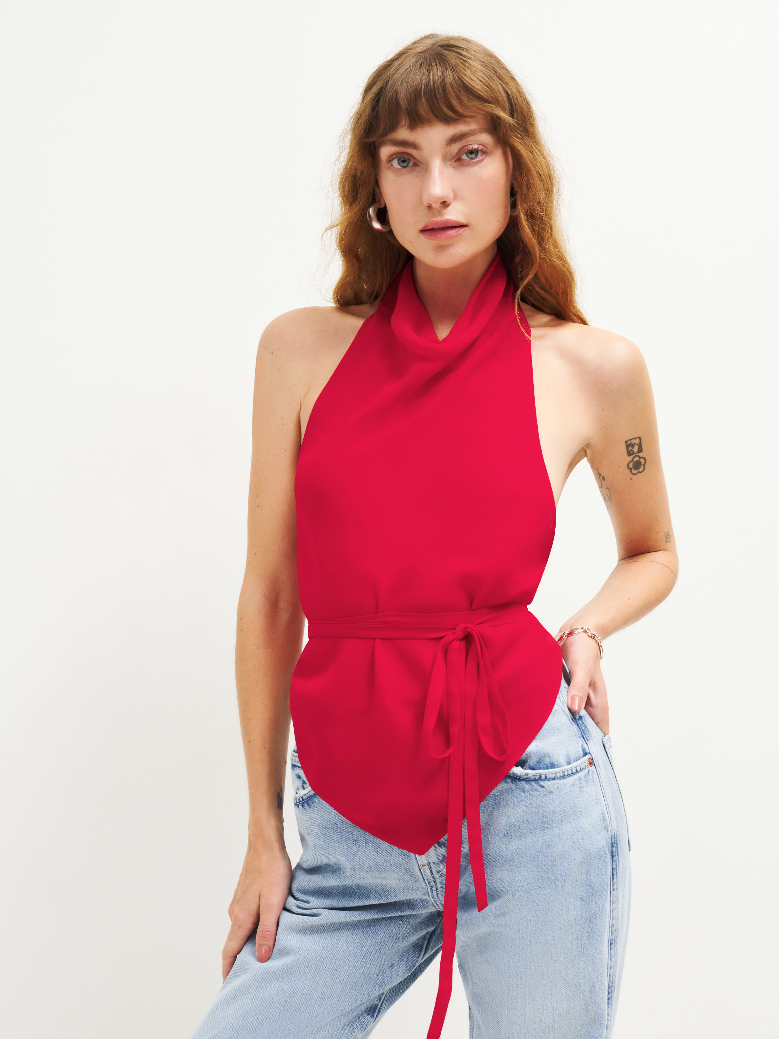 Reformation Lennox Top In Red