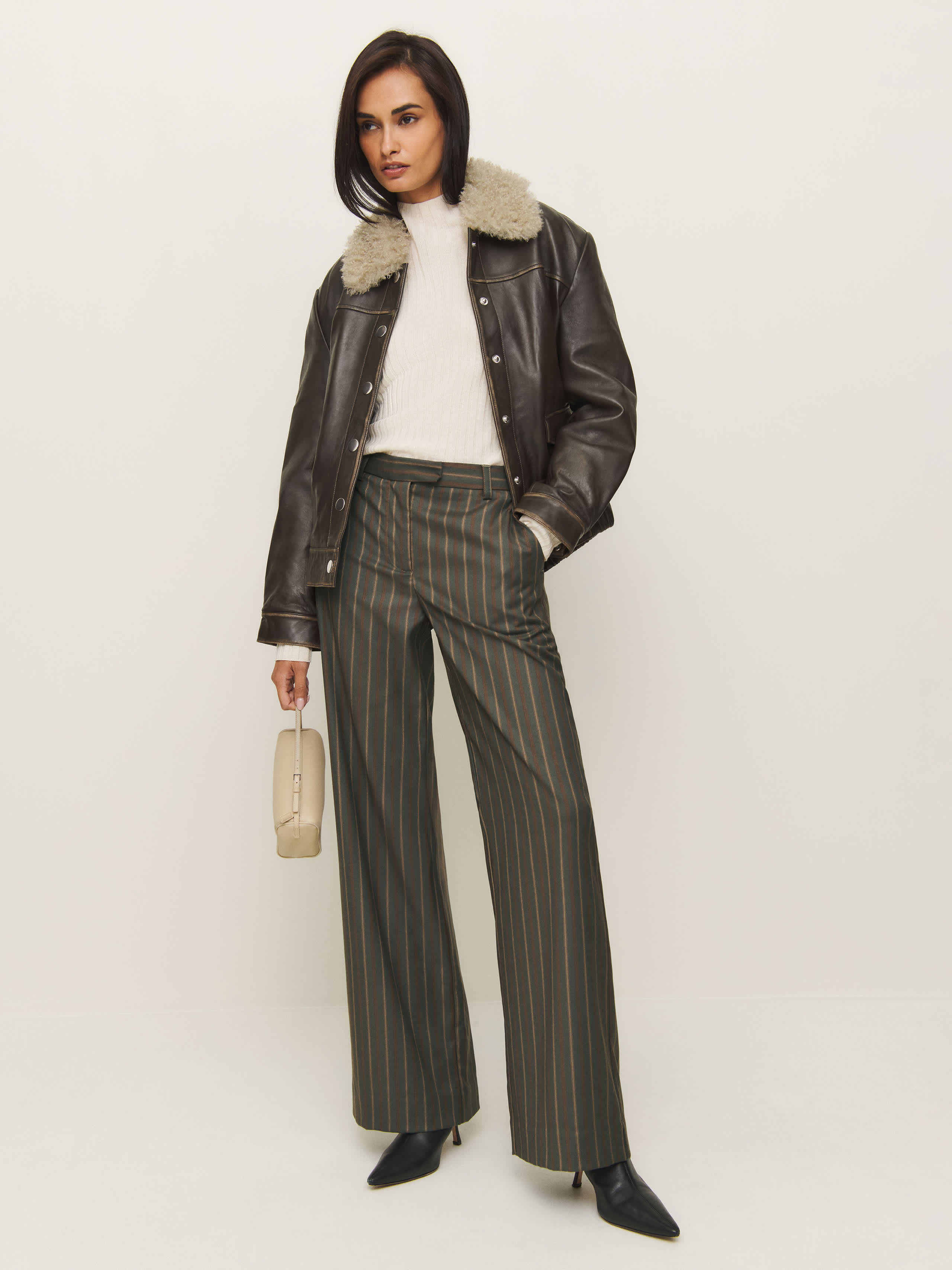 Reformation Carter Mid Rise Pant In Harvest Stripe