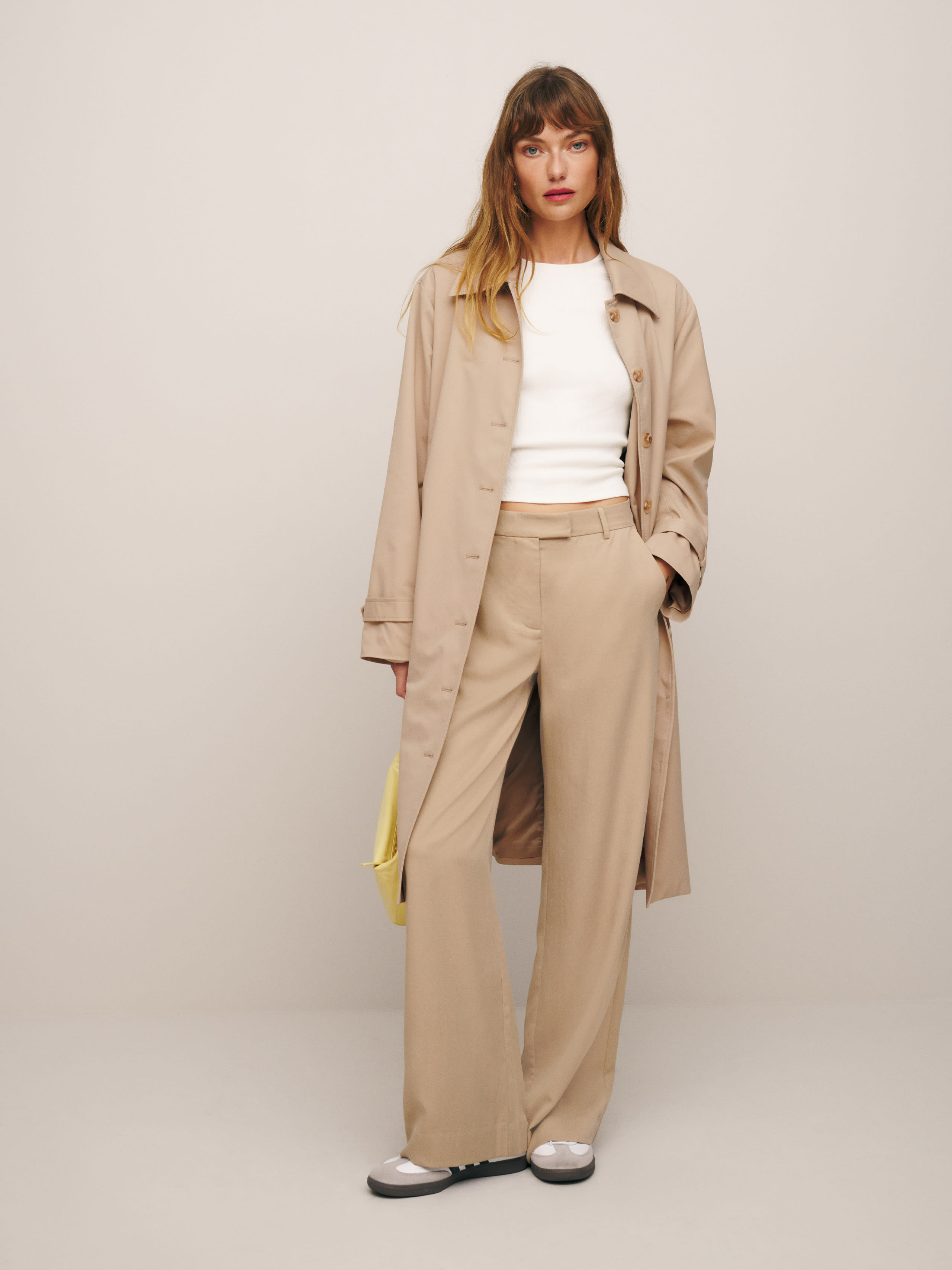 Reformation Carter Mid Rise Pant In Khaki
