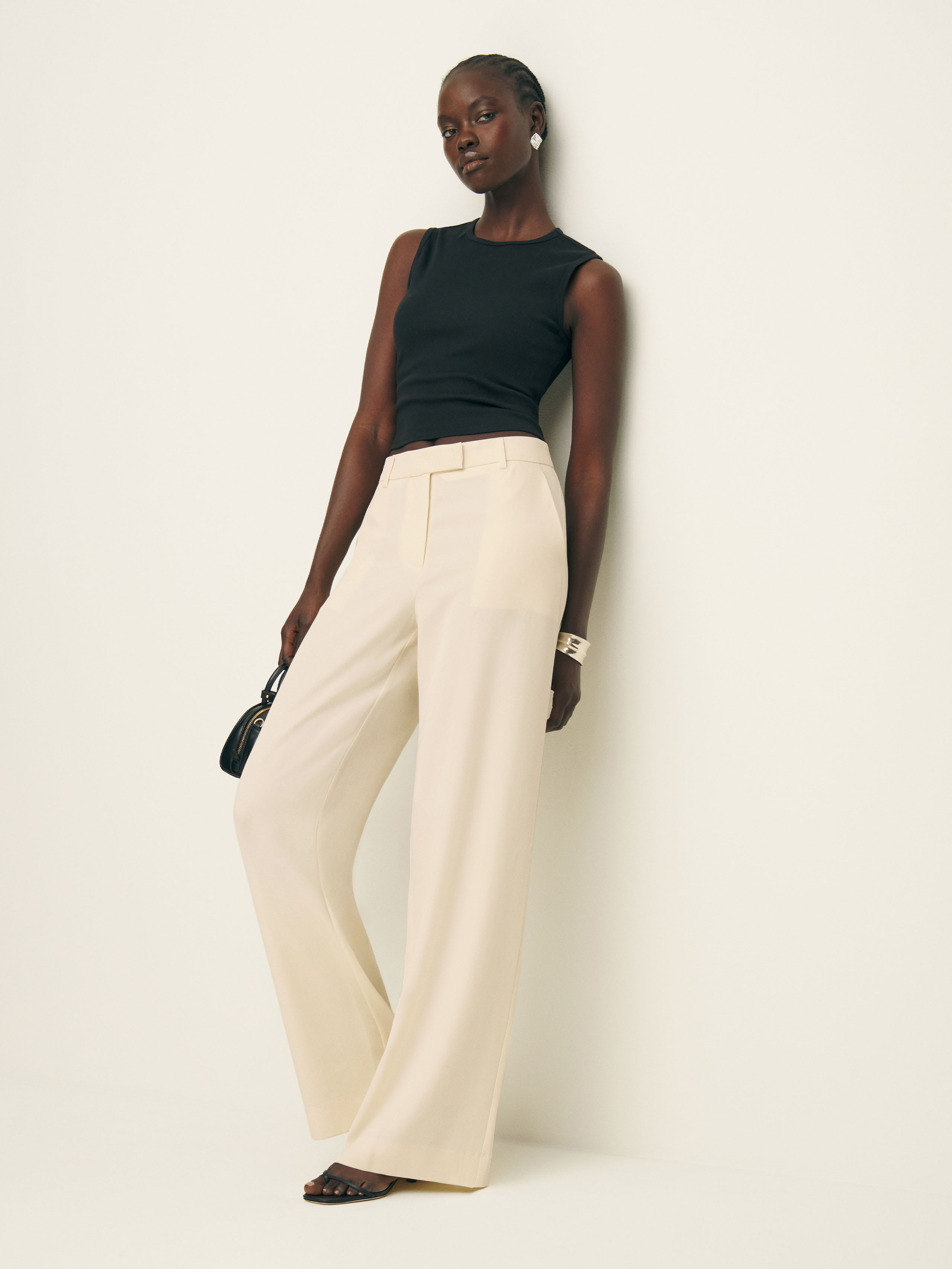 Reformation Carter Mid Rise Pant In Sugar