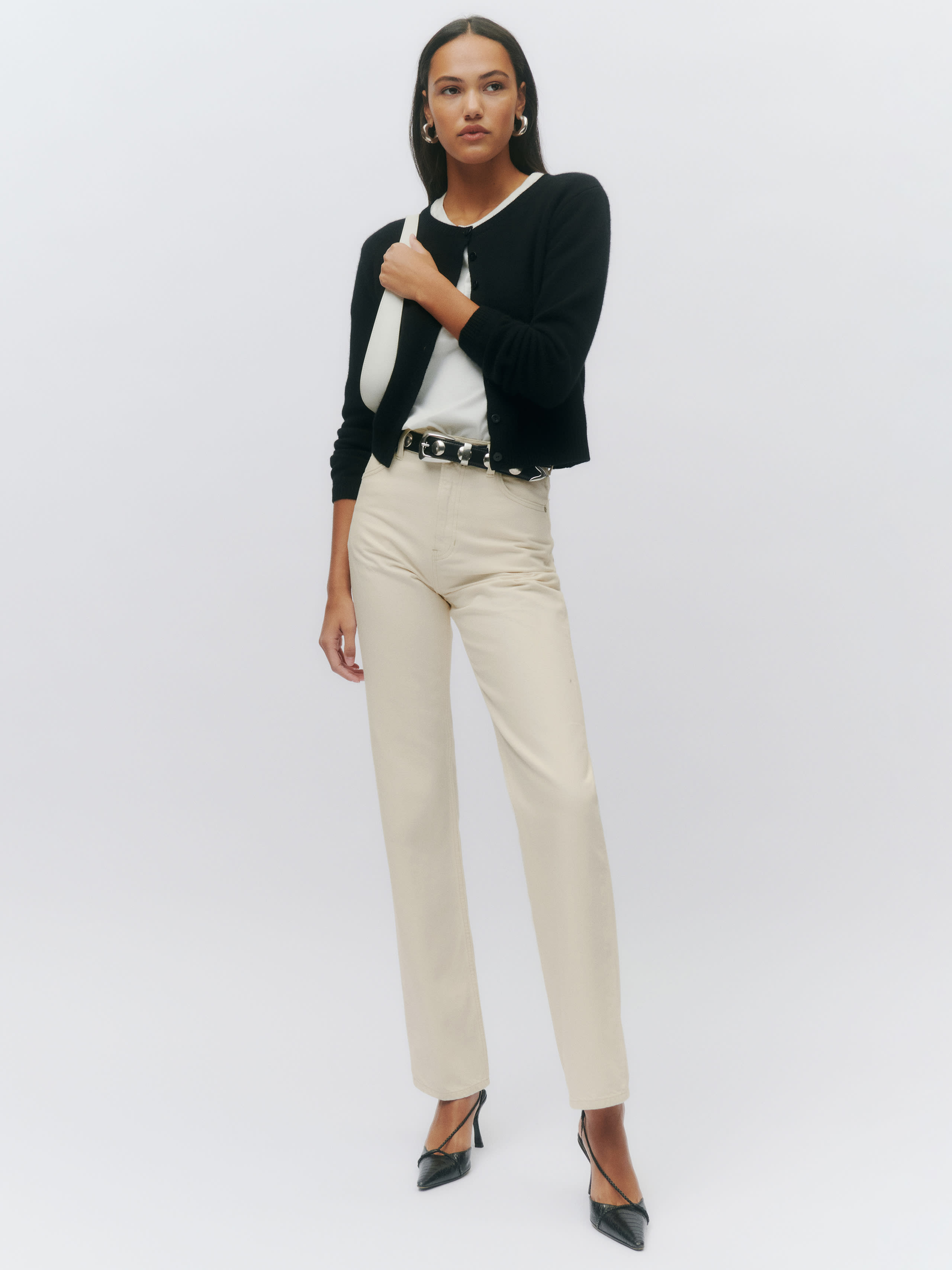 Reformation Abby High Rise Straight Jeans In Fior Di Latte