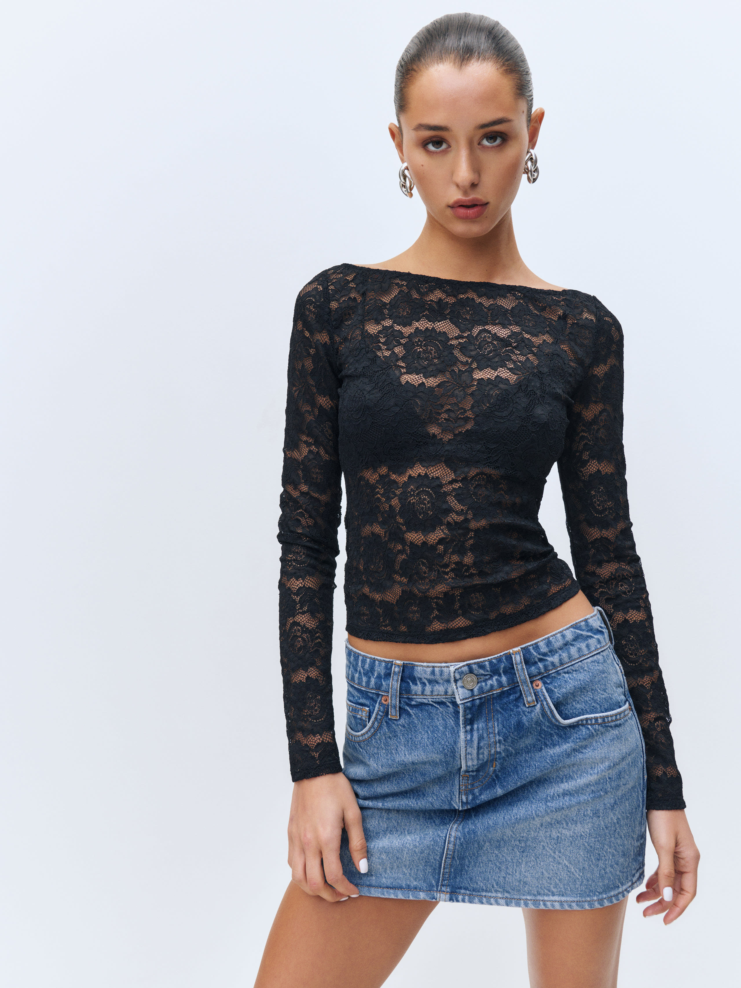 Shop Reformation Adriano Lace Knit Top In Sicilian Widow