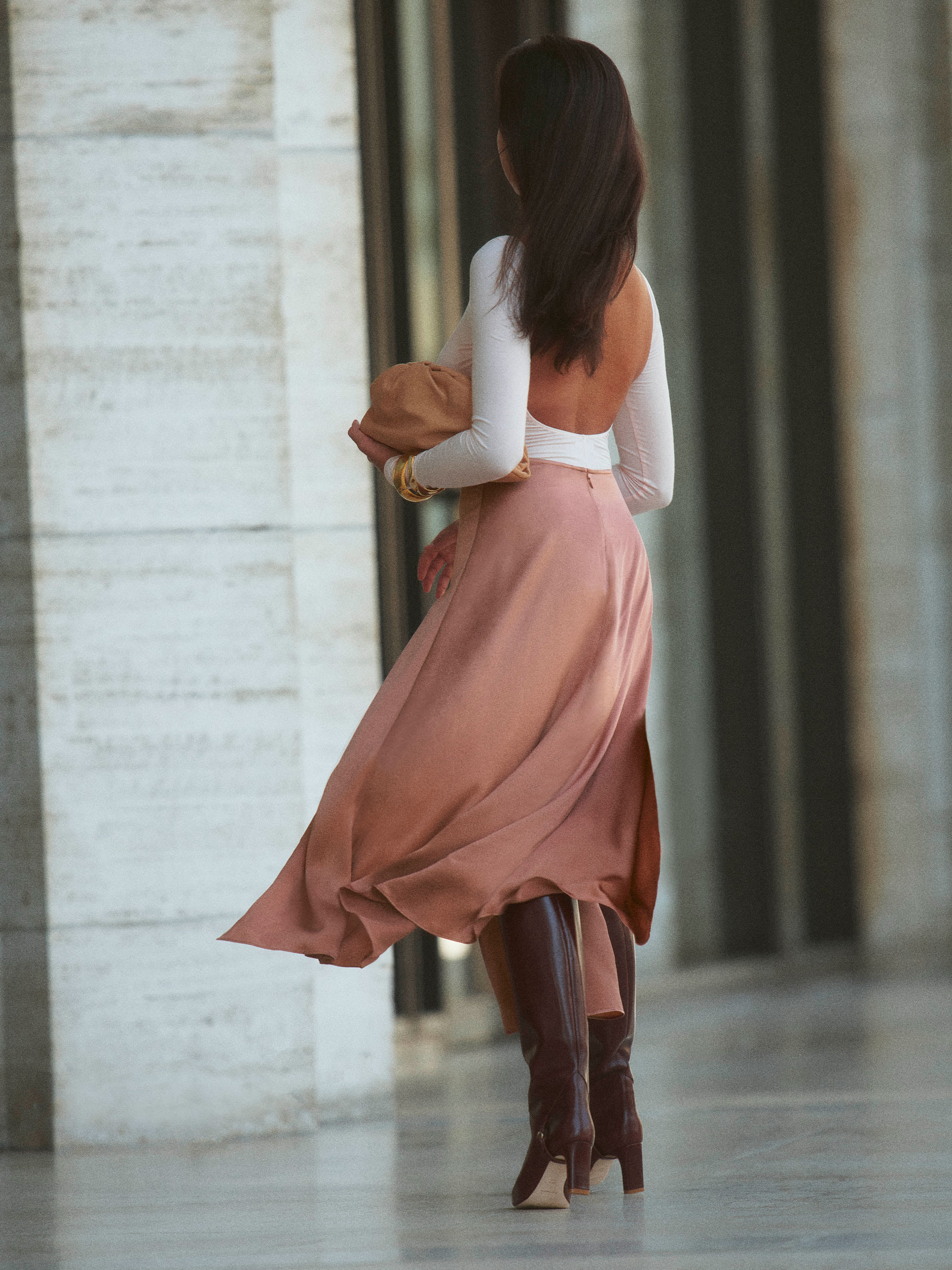 Reformation Vlora Silk Skirt In Praline