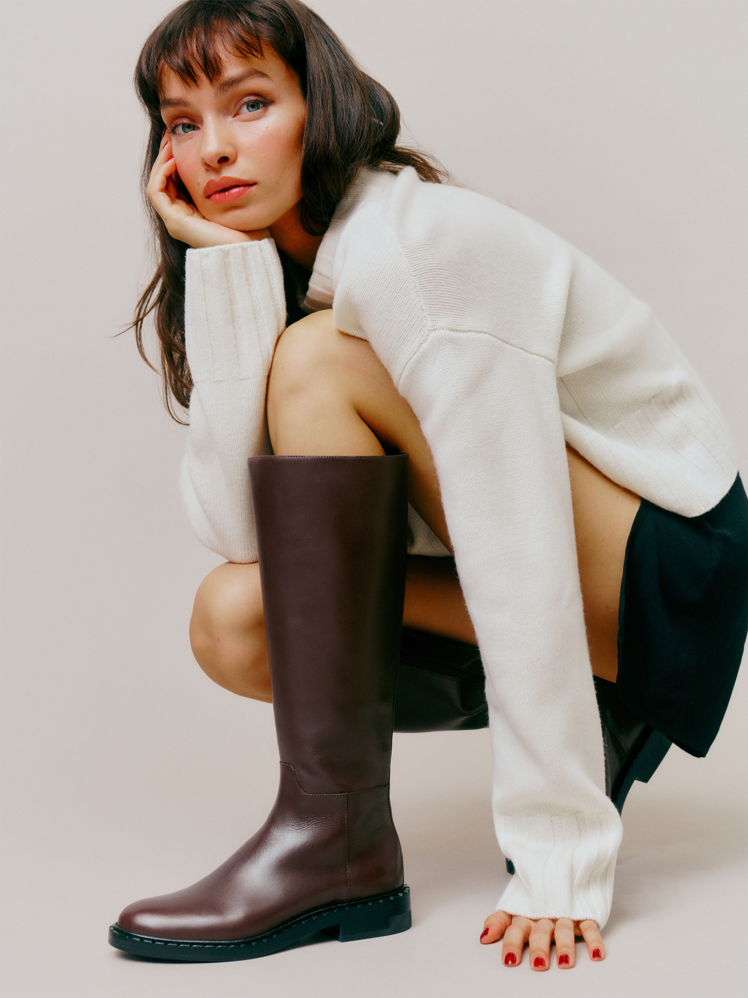 Reformation Nancy Knee Boot In Espresso Leather