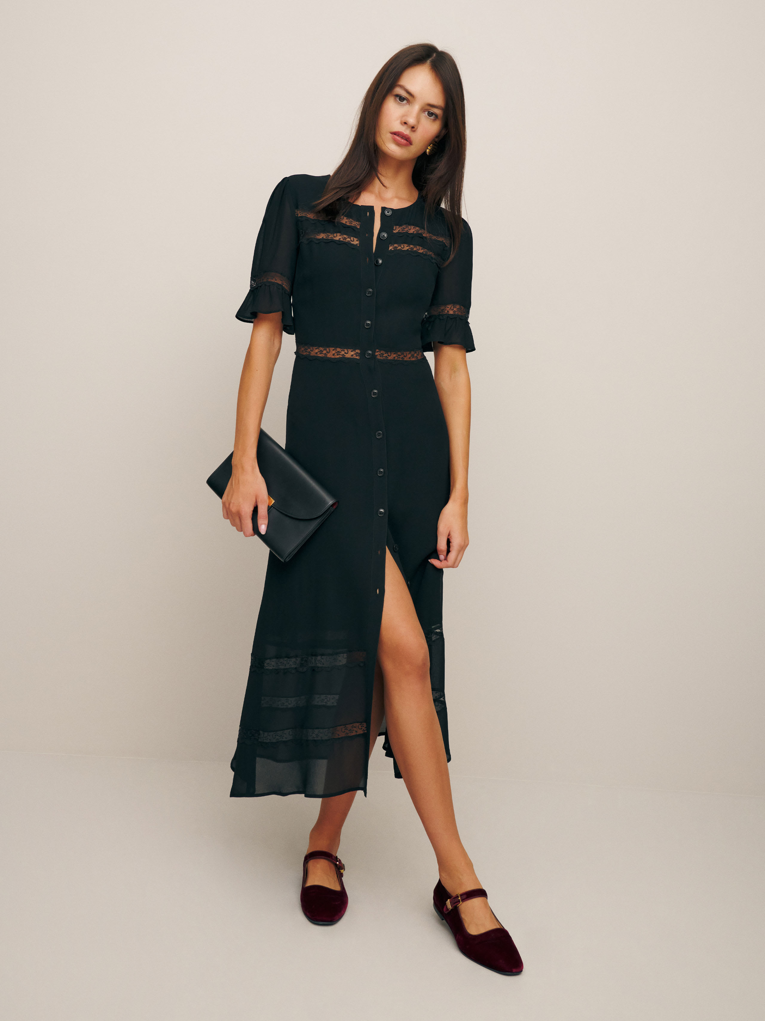 Reformation Petites Woodson Dress In Black