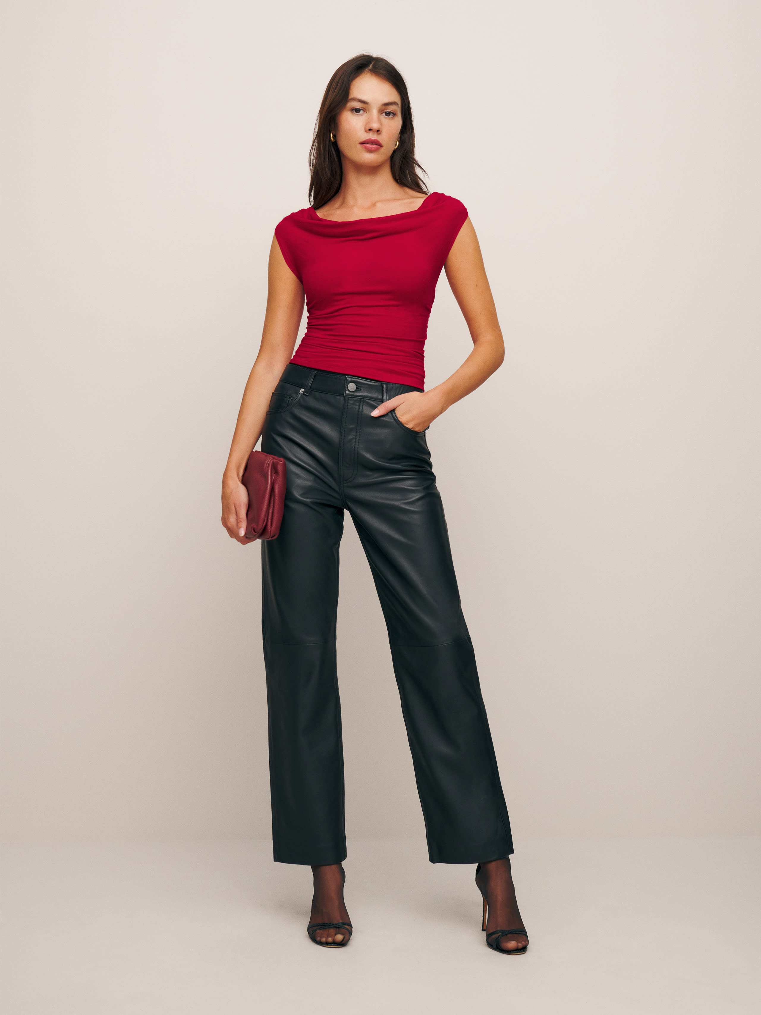 Reformation Darcy Knit Top In Red