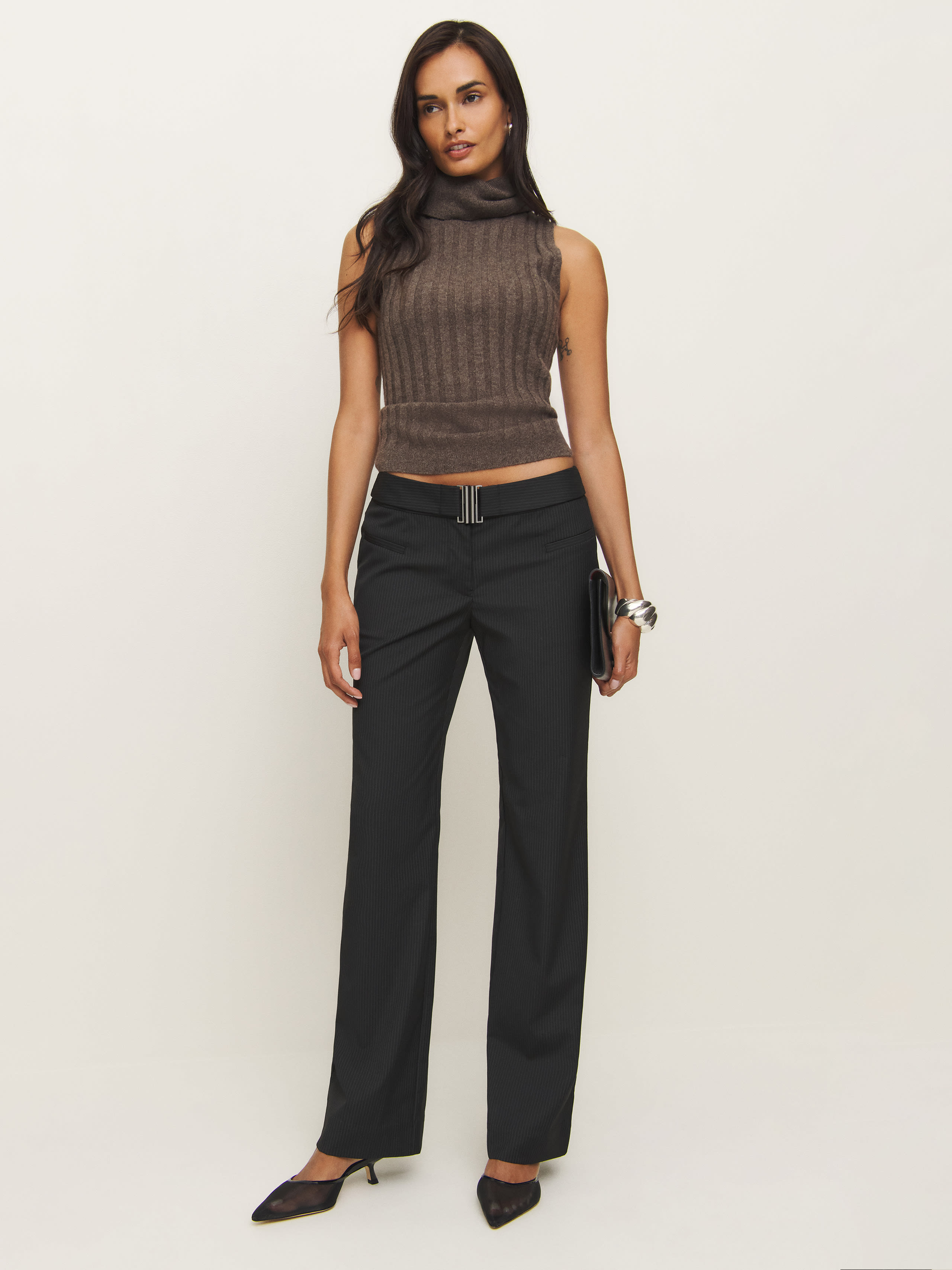 Shop Reformation Cherie Pant In Black Stripe