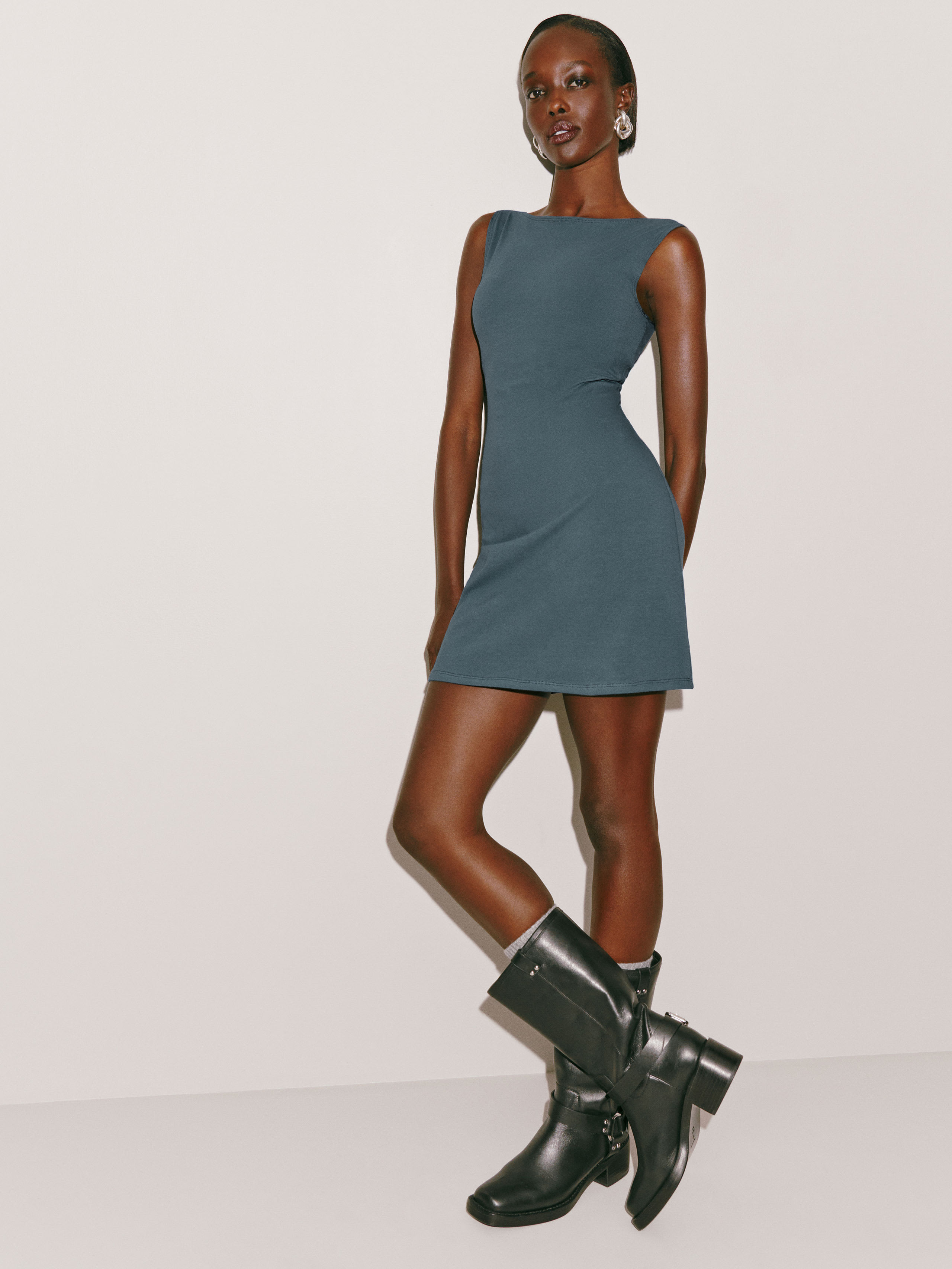 Reformation Nataly Knit Dress In Slate