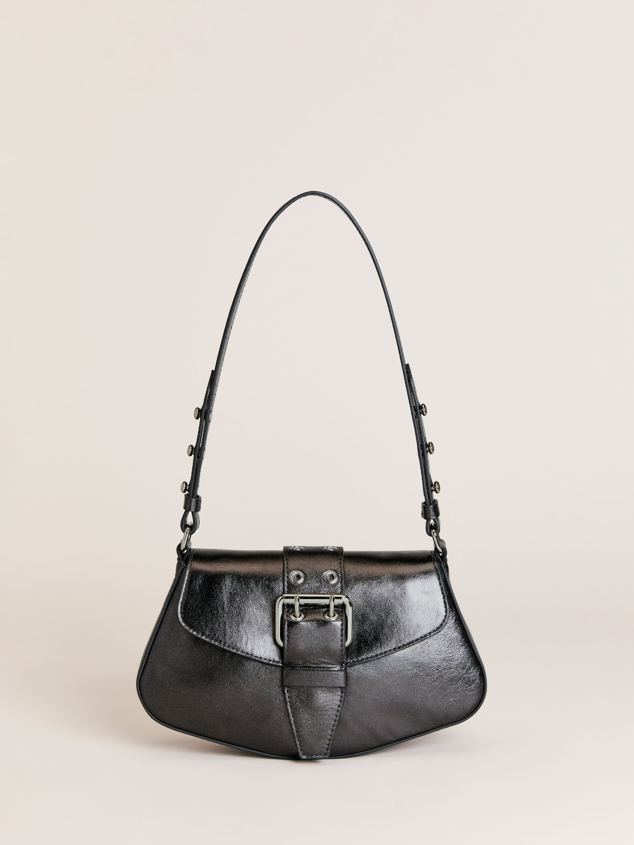 Shop Reformation Rafaella Shoulder Bag In Gunmetal Leather