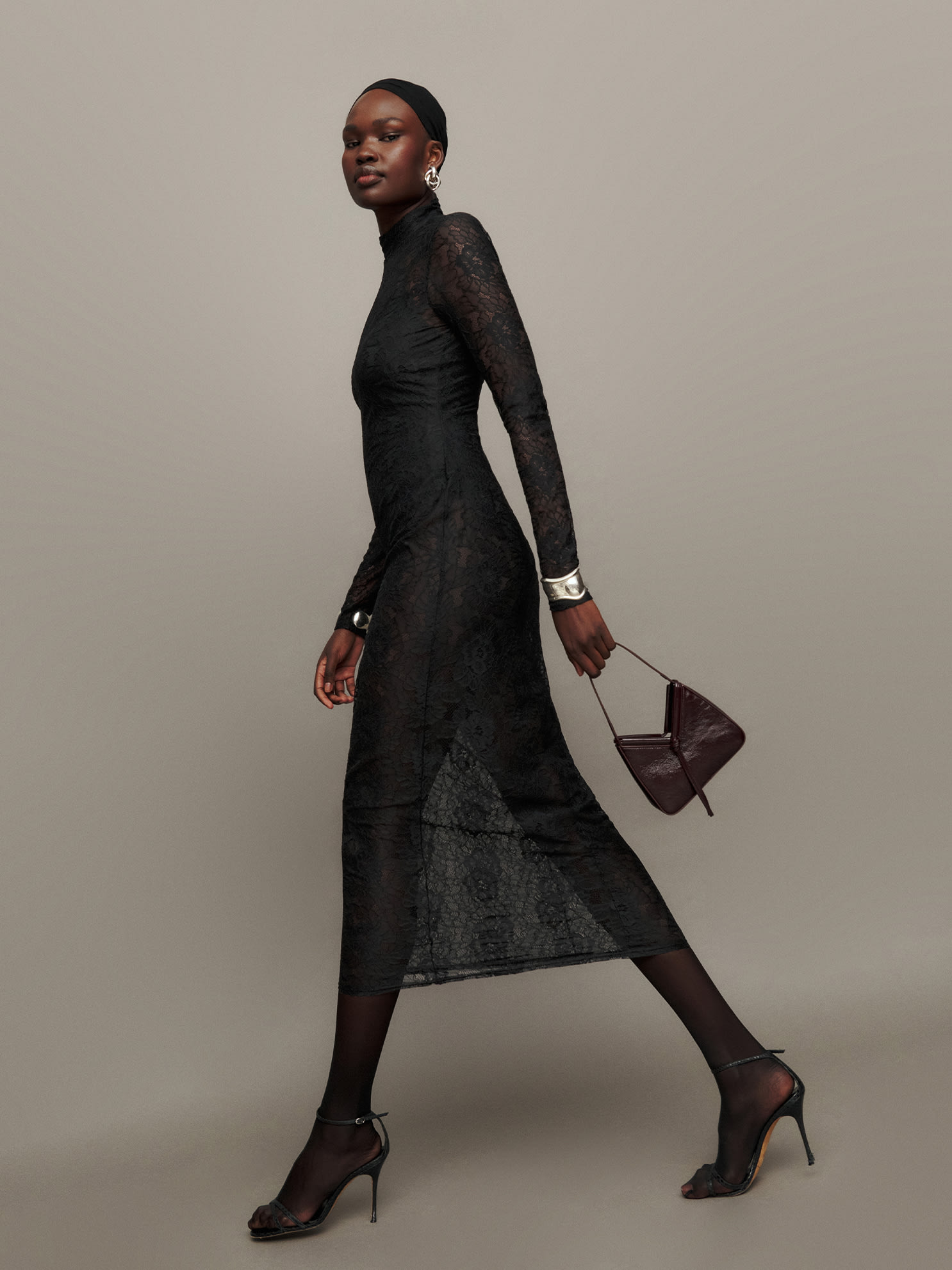 Reformation Mariano Knit Dress In Black Lace | ModeSens