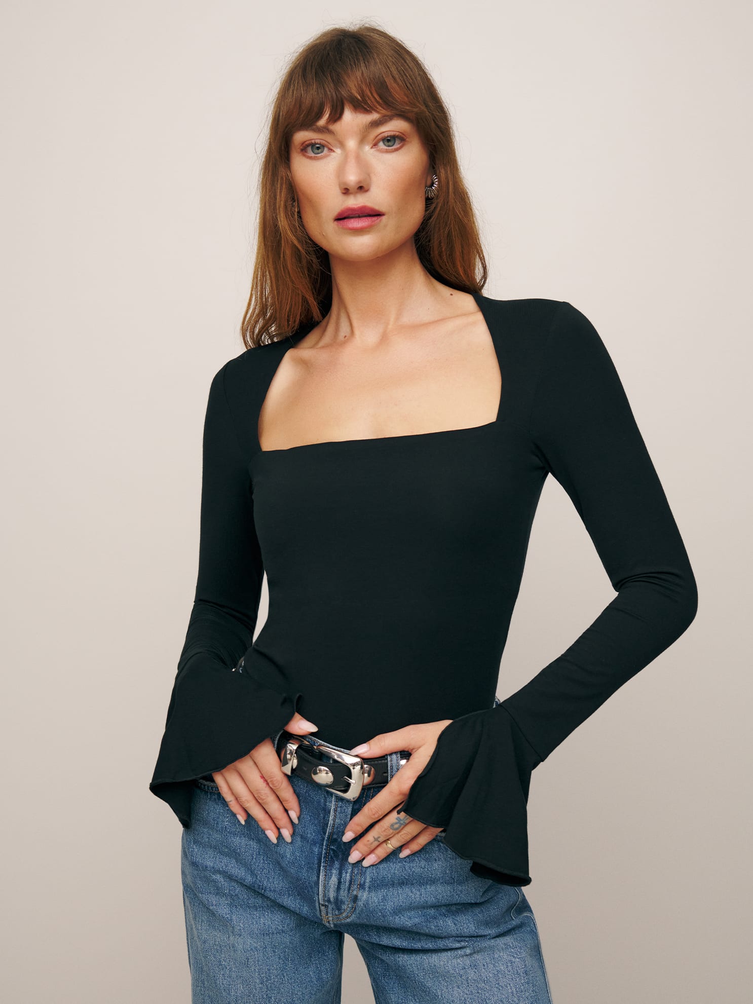 Reformation Lucca Knit Top In Black