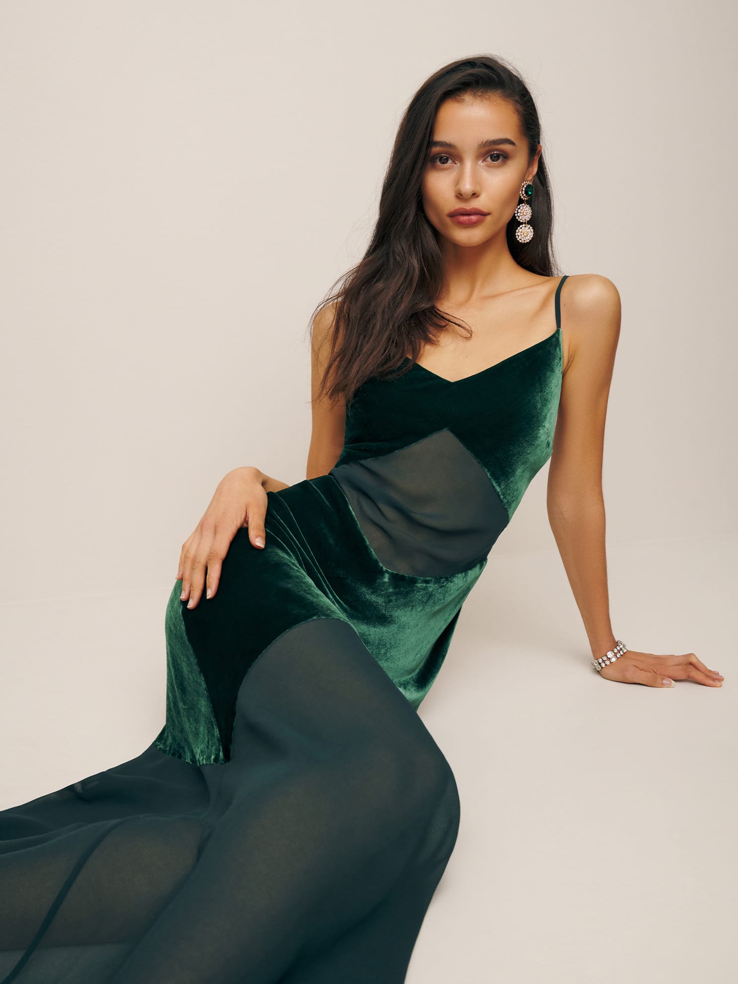 reformation green velvet dress Melvina In Forest smarttag_not_collab_item