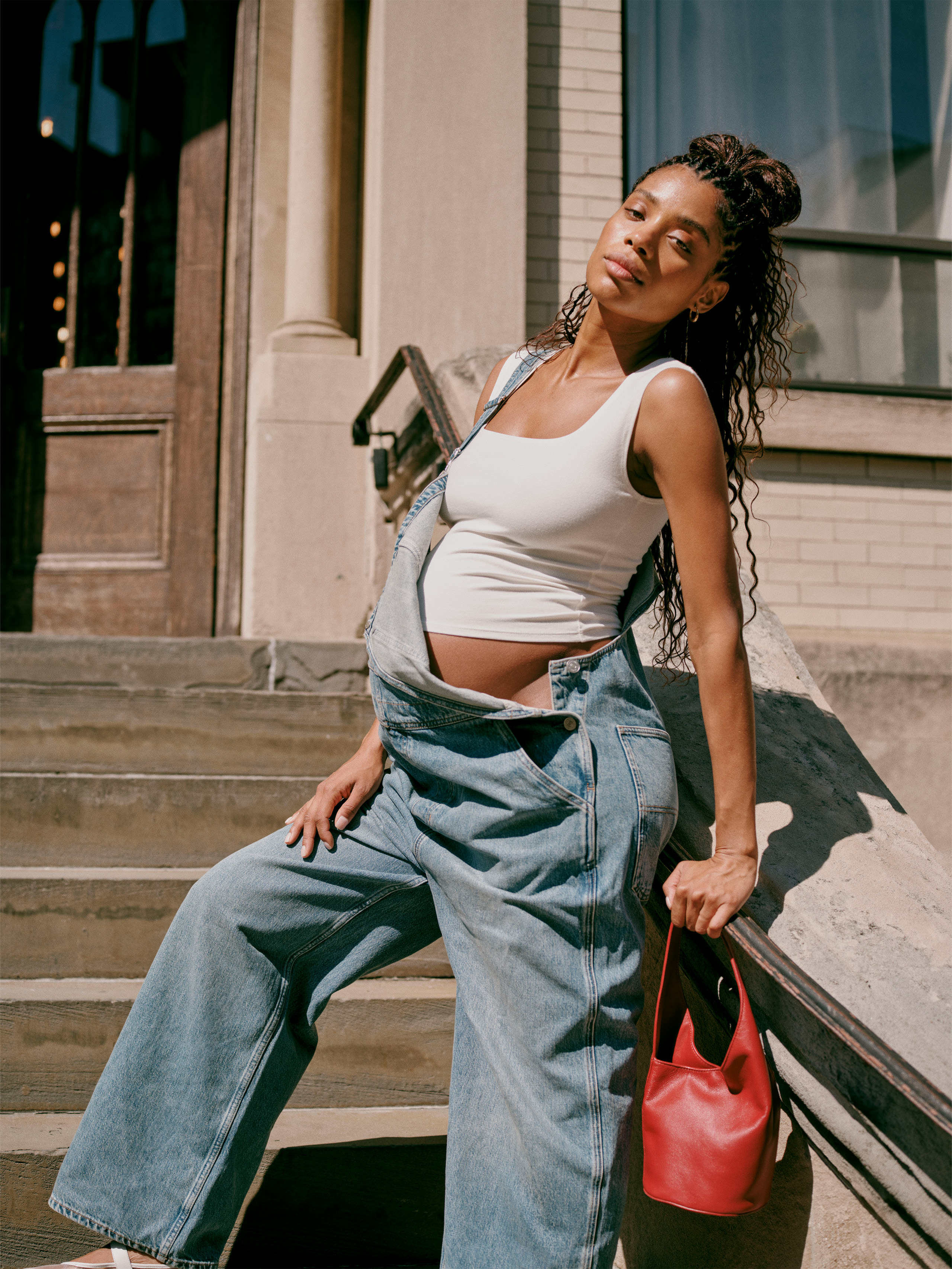 Reformation River Relaxed Denim Overalls In Galway