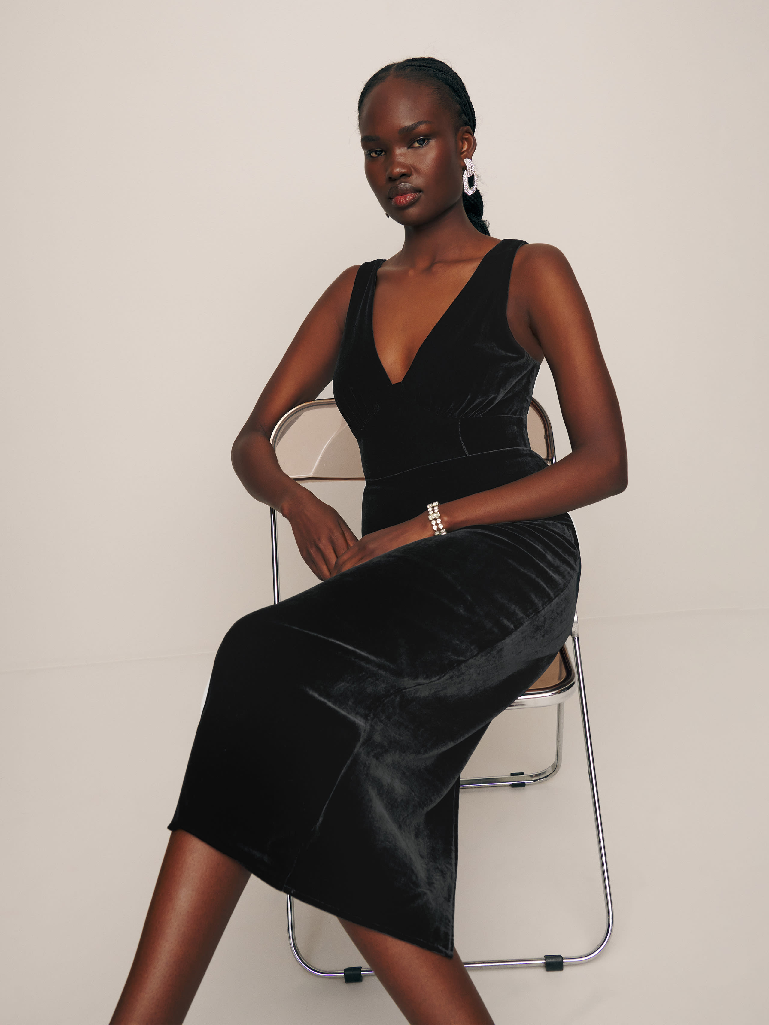 reformation black velvet dress Nyla Velvet Dress