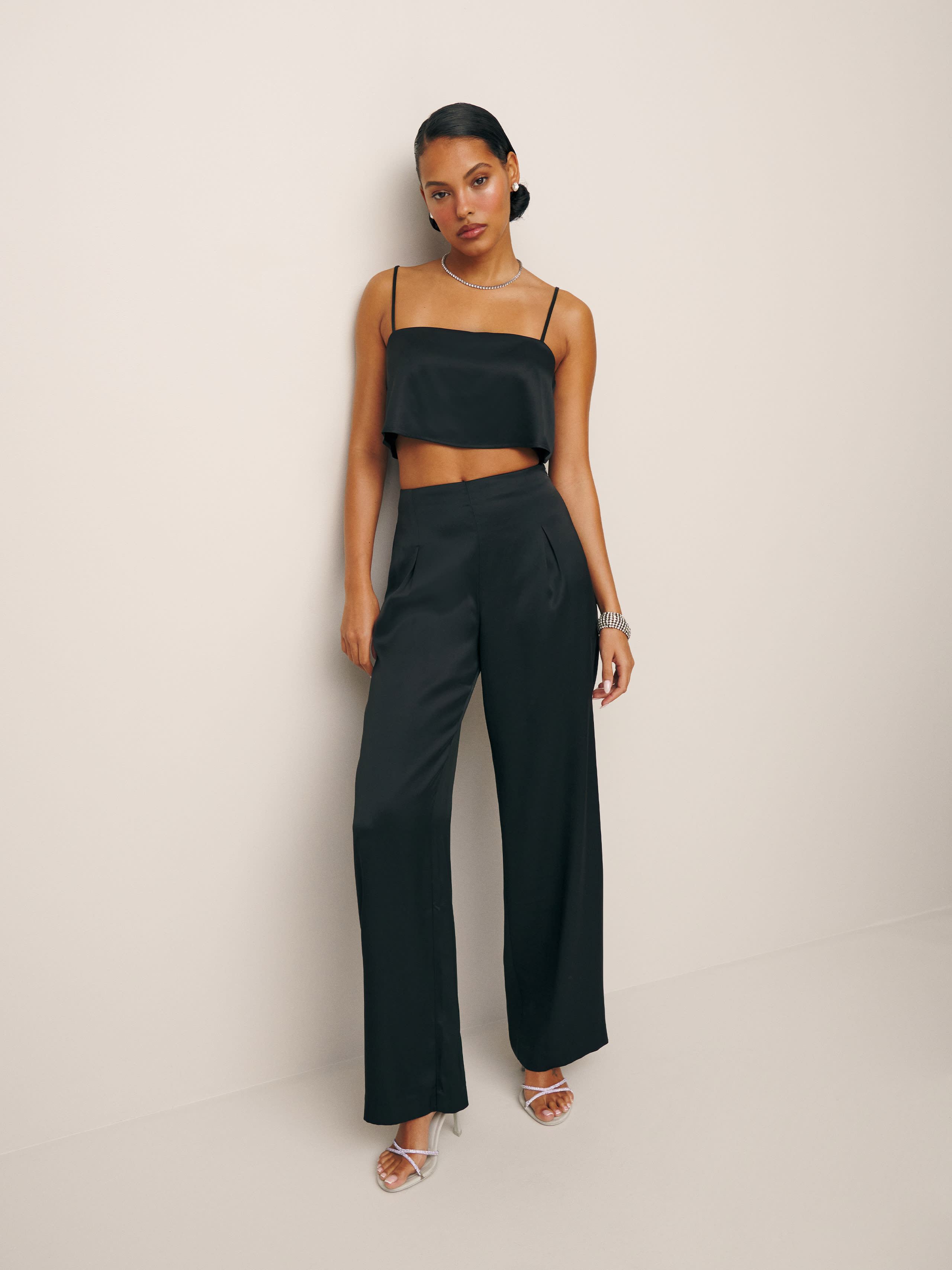 REFORMATION CLEO SATIN TWO PIECE 