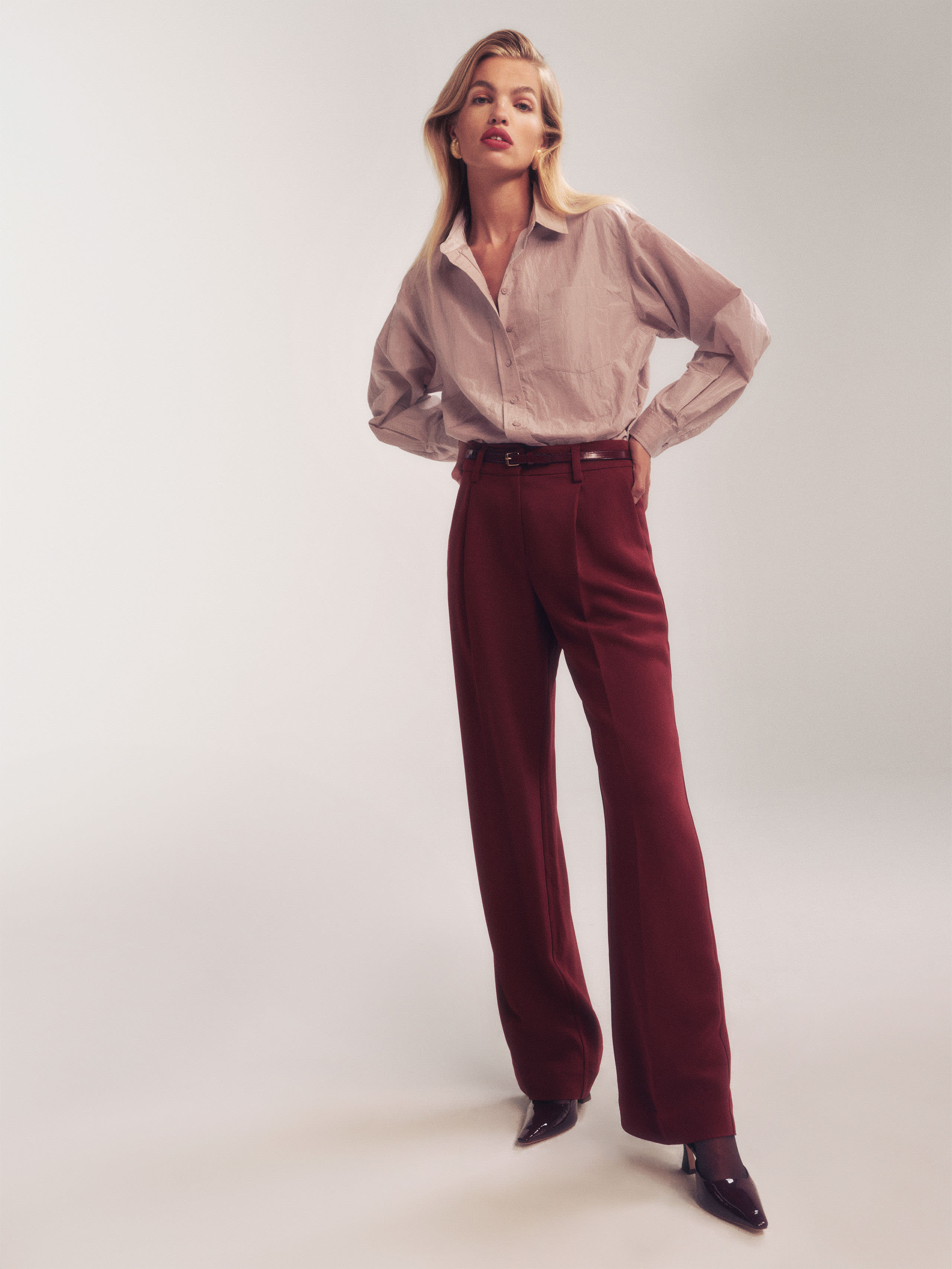 Reformation Alex Mid Rise Pant In Chianti