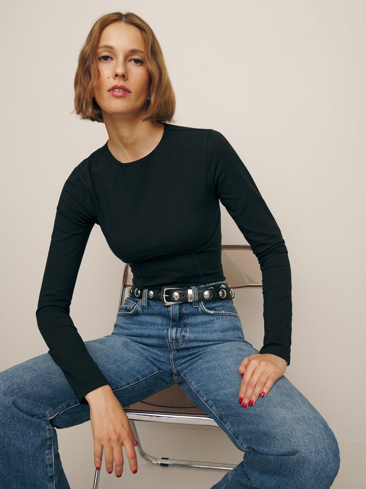 Reformation Thalia Knit Top In Black