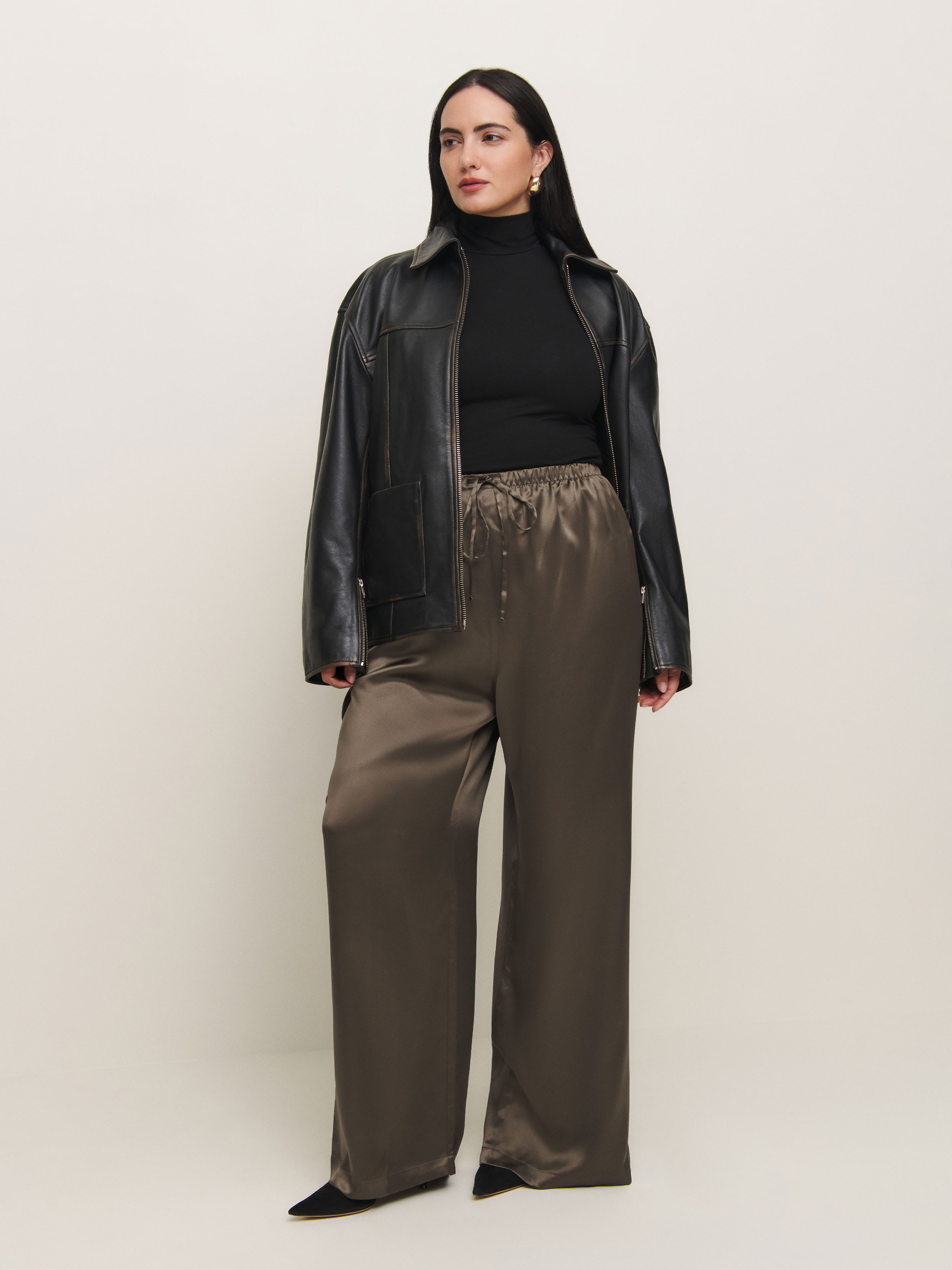 Reformation Olina Silk Pant Es In Morel