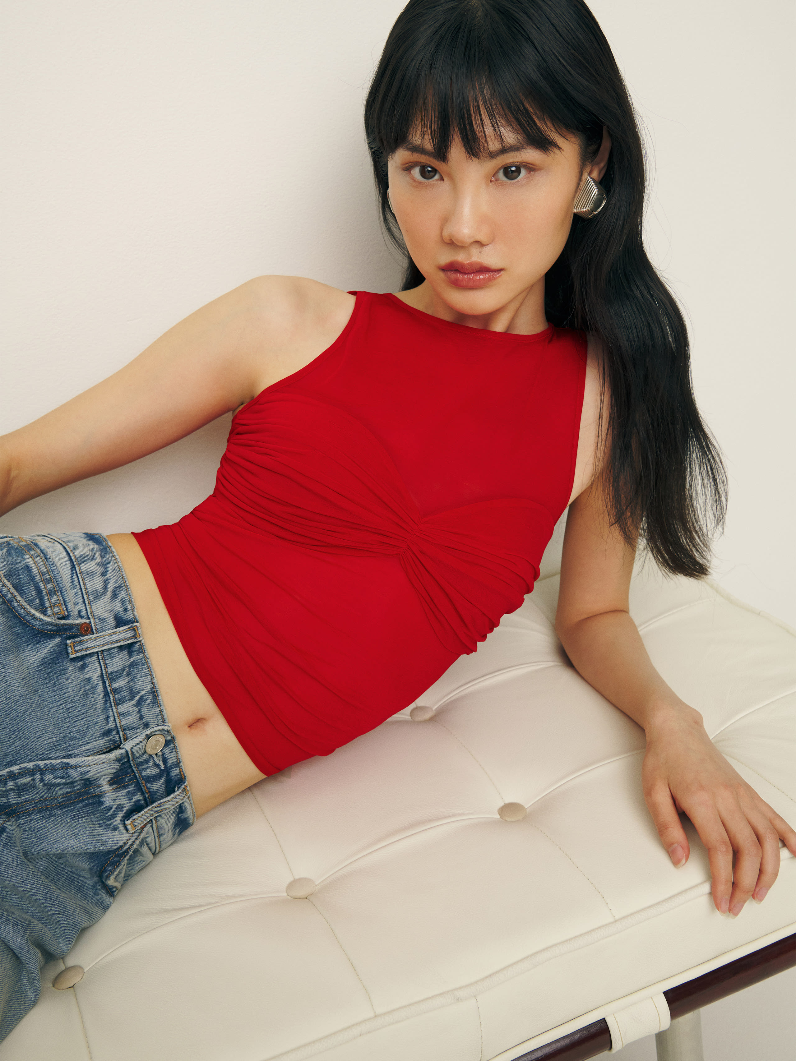 Shop Reformation Rose Knit Top In Red