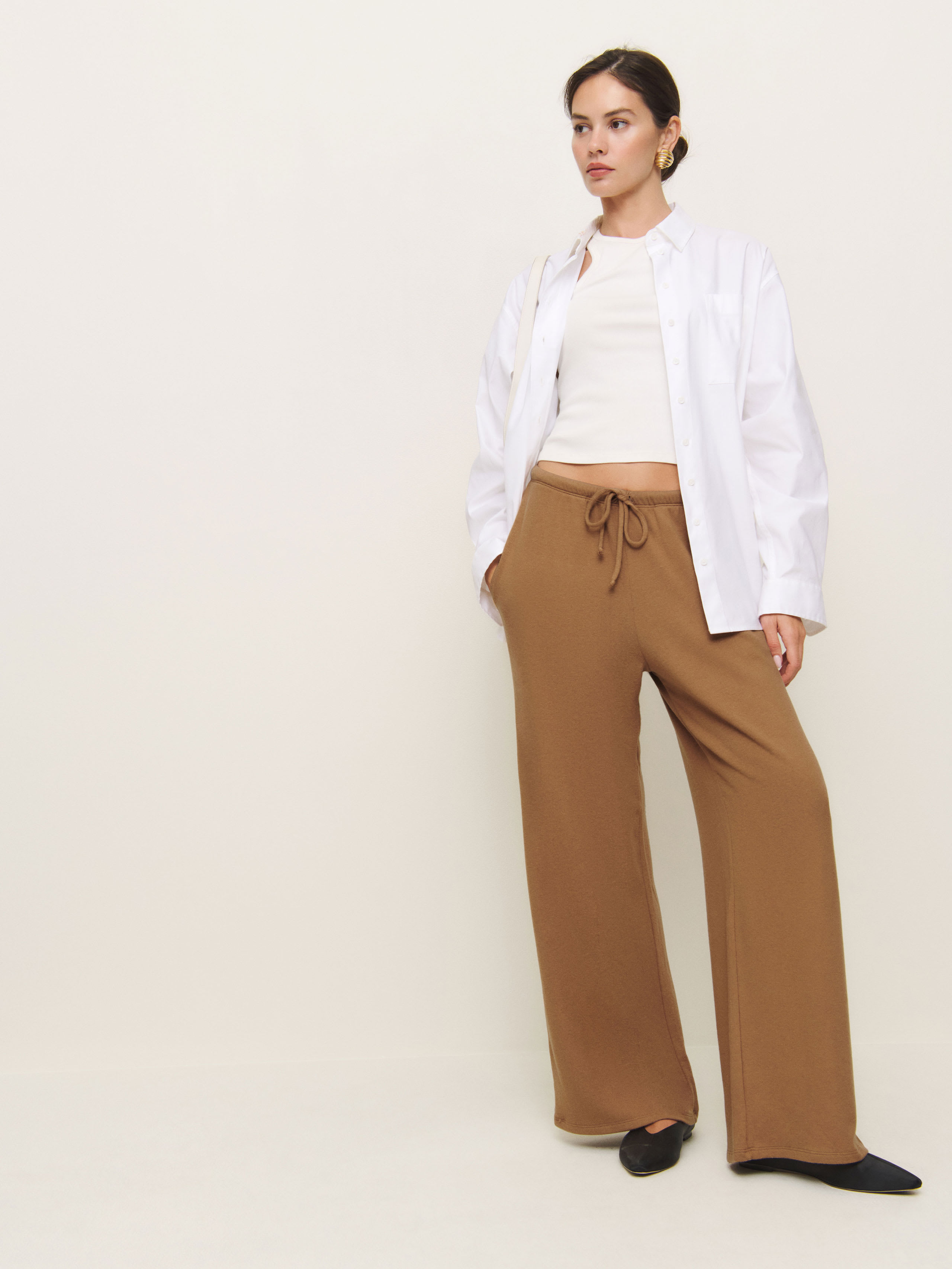 Shop Reformation Olina Knit Pant In Camel