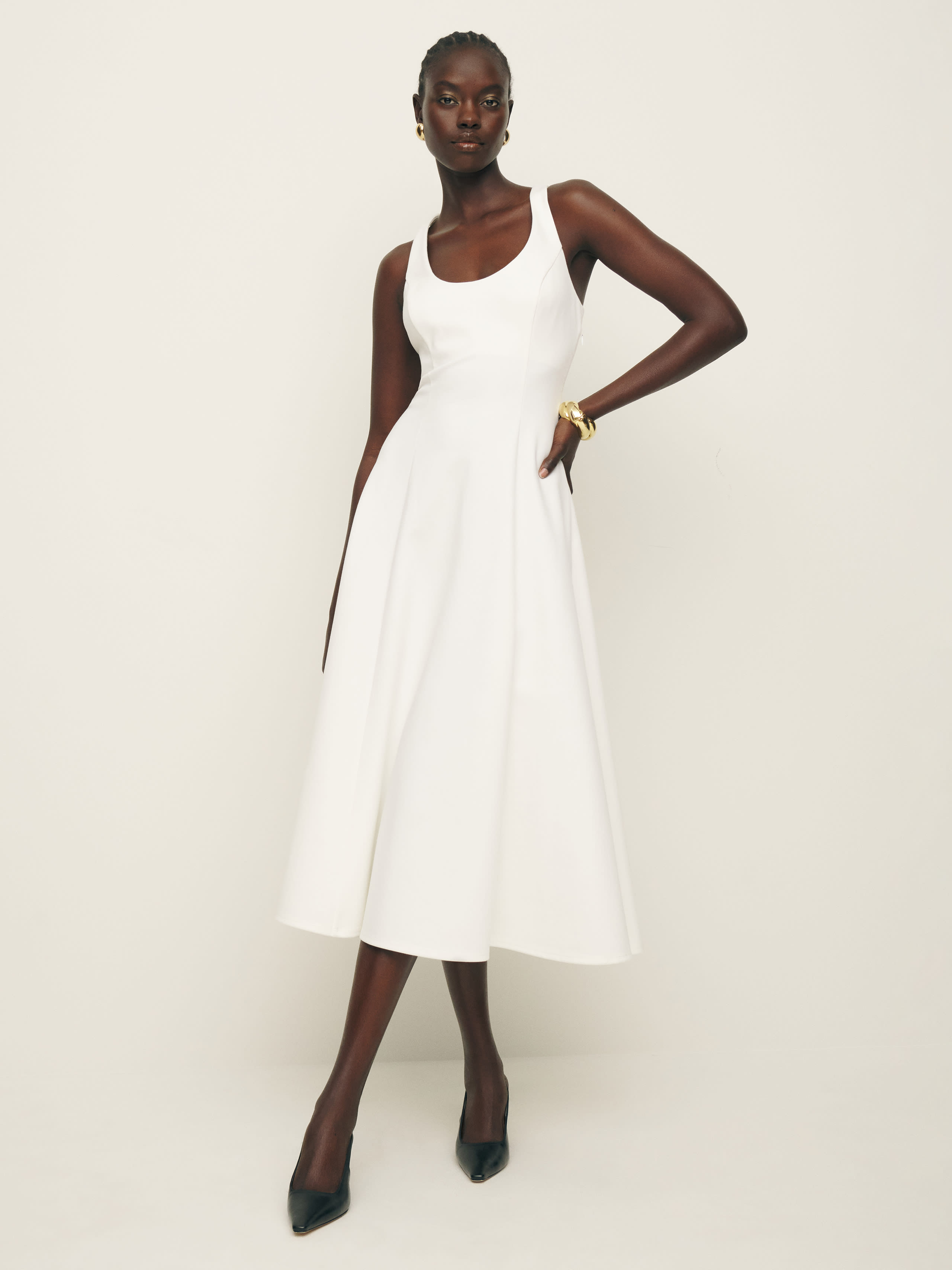 Shop Reformation Mikol Knit Dress In White