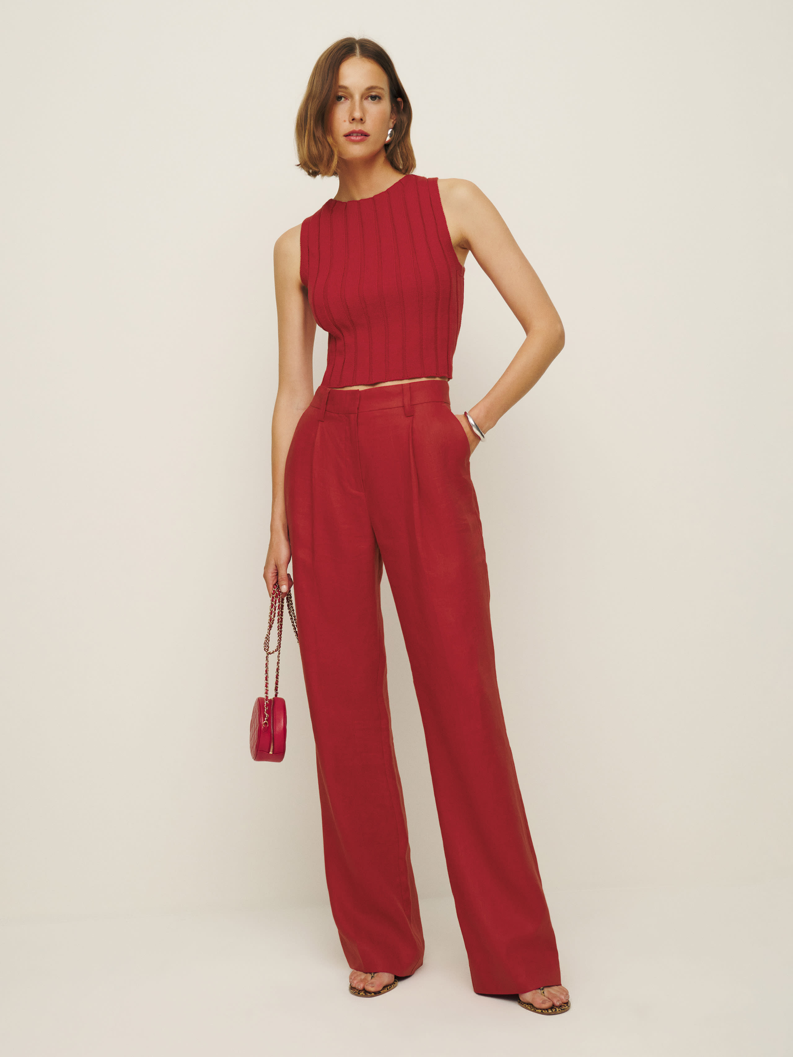 Shop Reformation Alex Linen Pant In Sundried Tomato