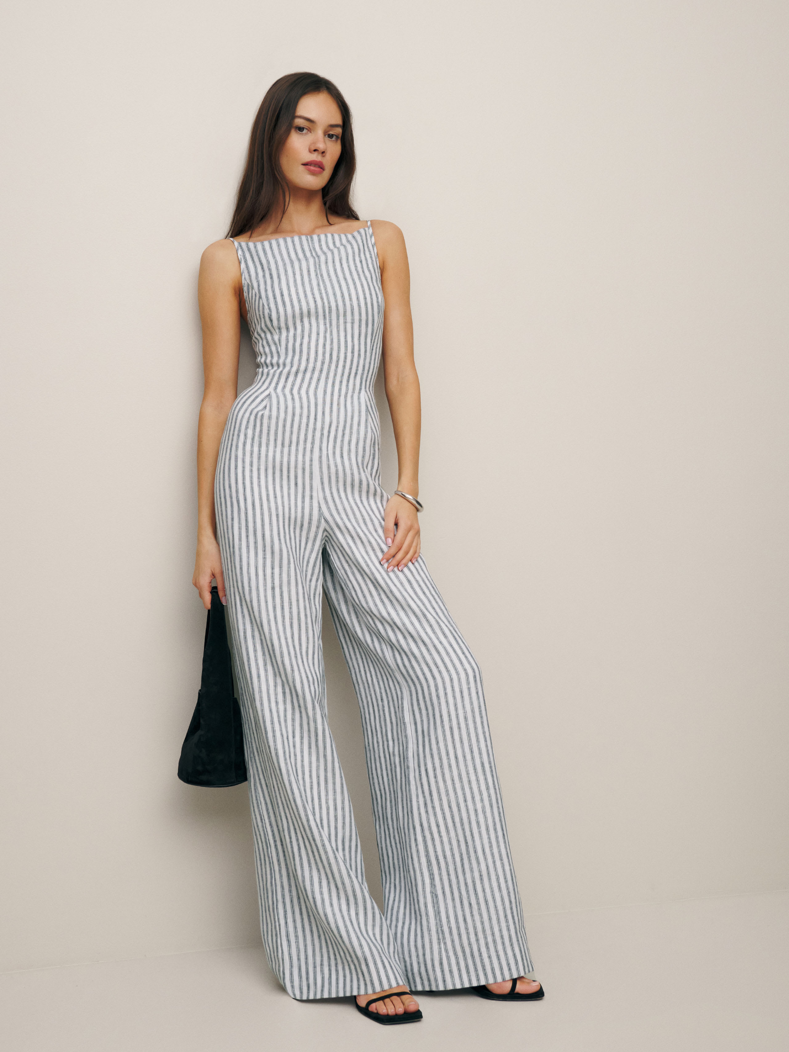 Shop Reformation Petites Ciara Linen Jumpsuit In Antibes Stripe