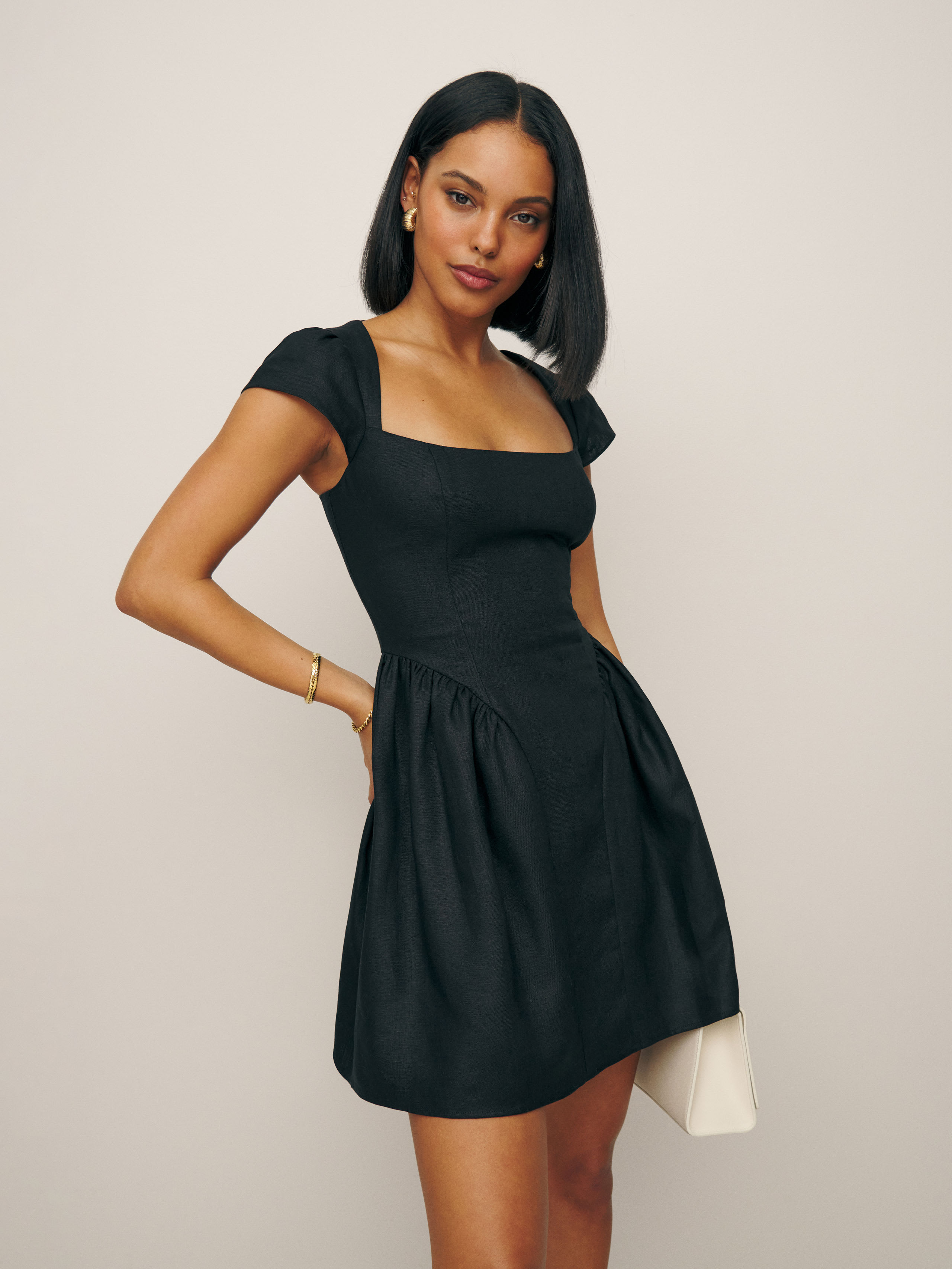 Shop Reformation Oaklyn Linen Dress In Black
