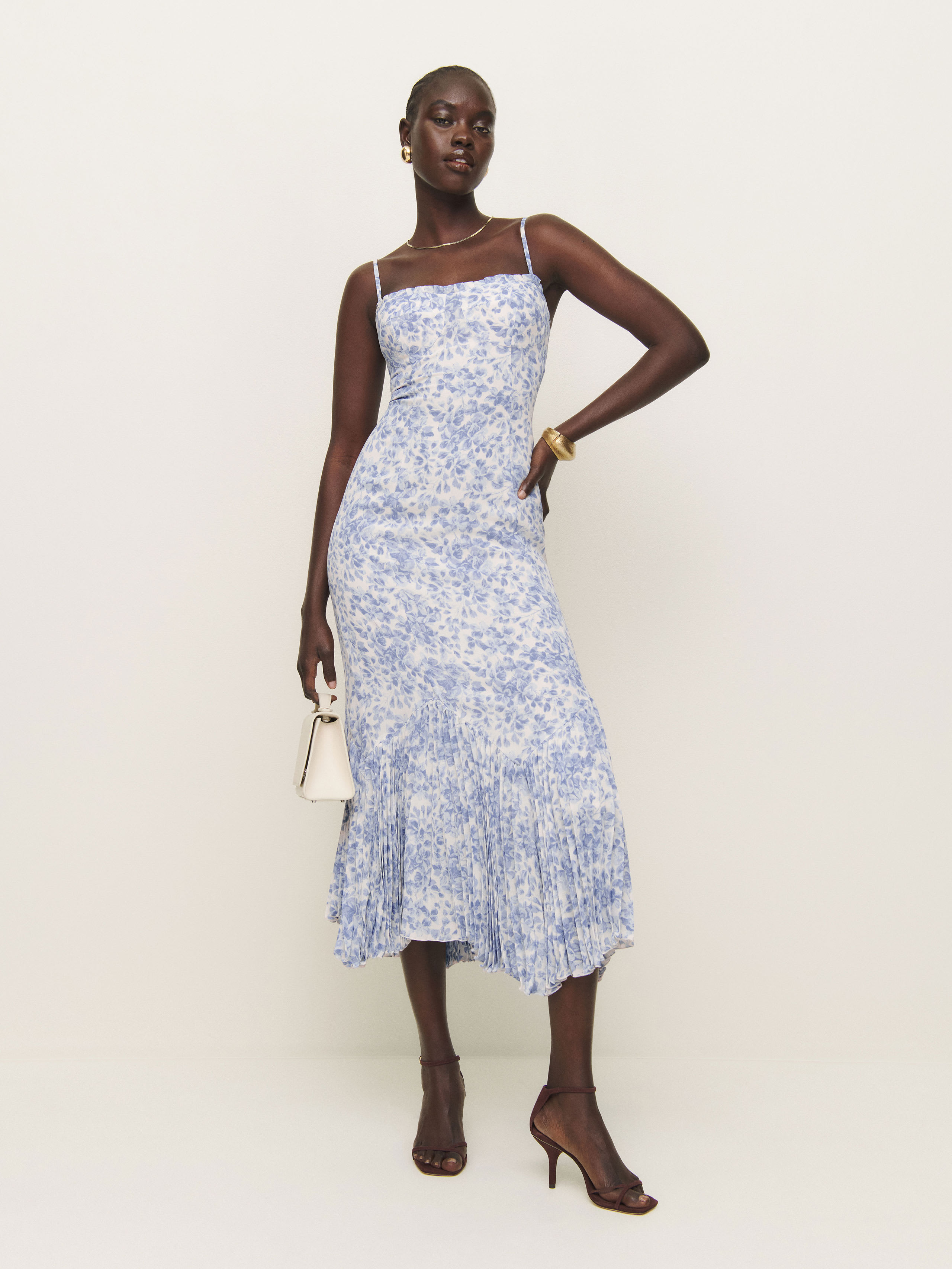 Reformation Aiko Floral Print Midi Dress In Chloe
