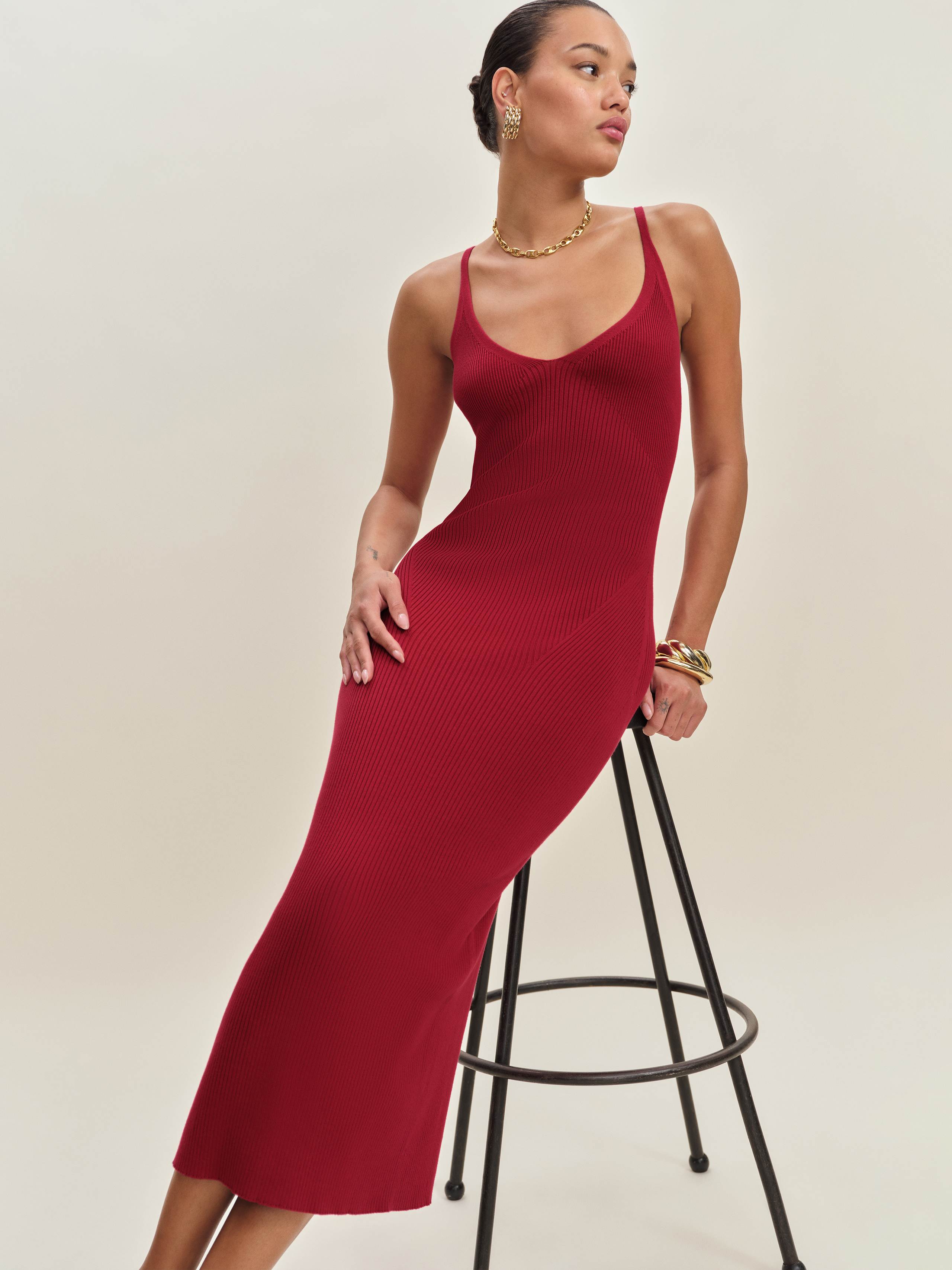 REFORMATION DAHLIA COTTON SWEATER DRESS 