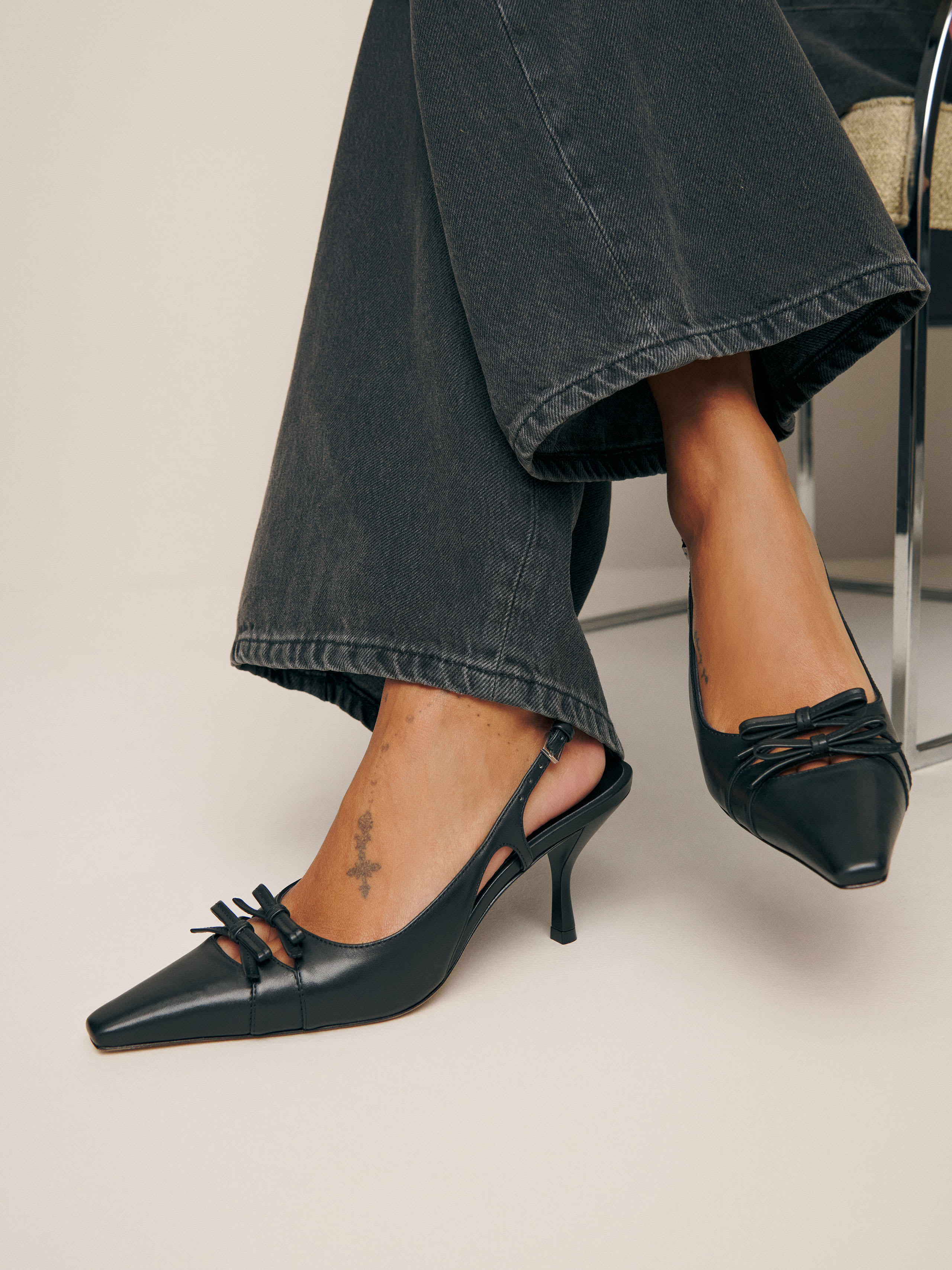 Shop Reformation Noreen Slingback Pump In Black Leather