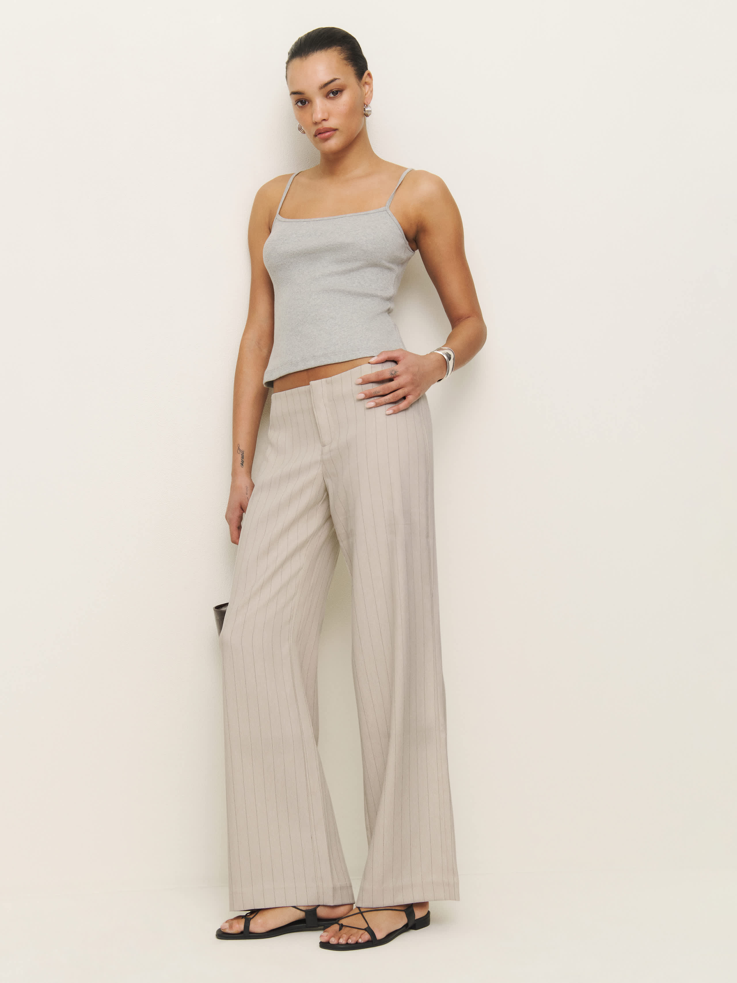Shop Reformation Vida Low Rise Pant In Dune Stripe