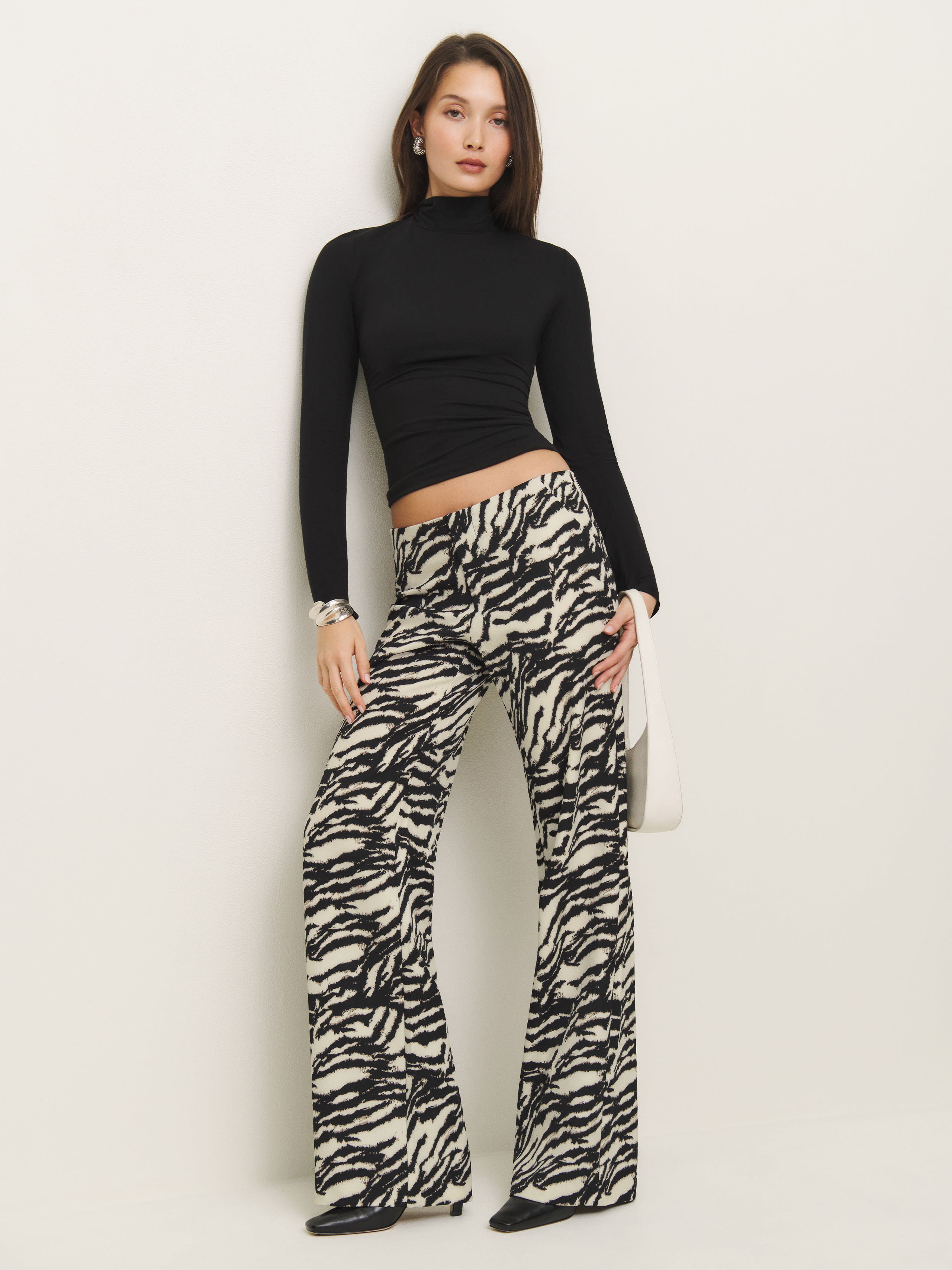 Reformation Vida Low Rise Trouser In Zebra