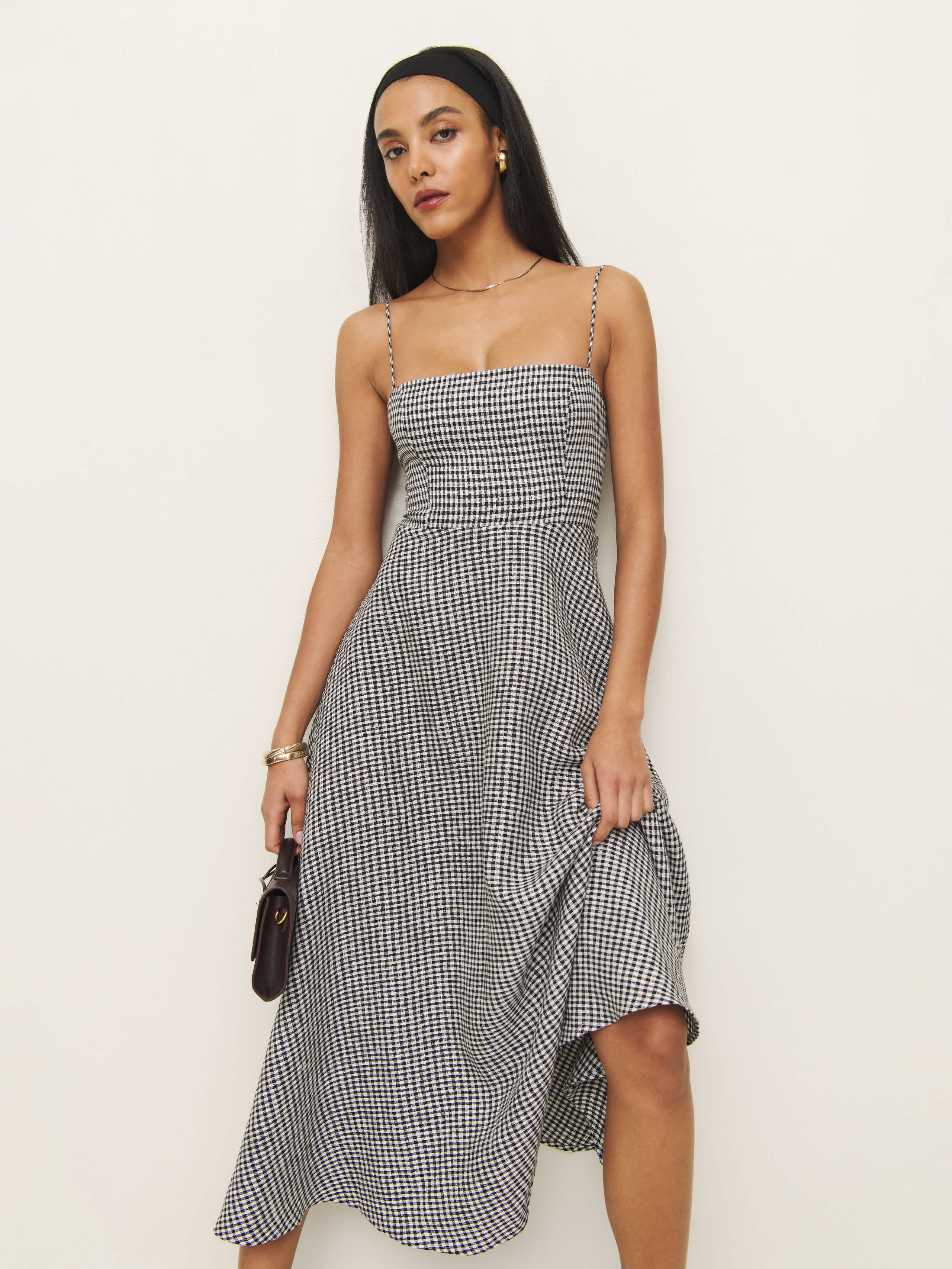 Reformation Monette Linen Dress In Remy Check