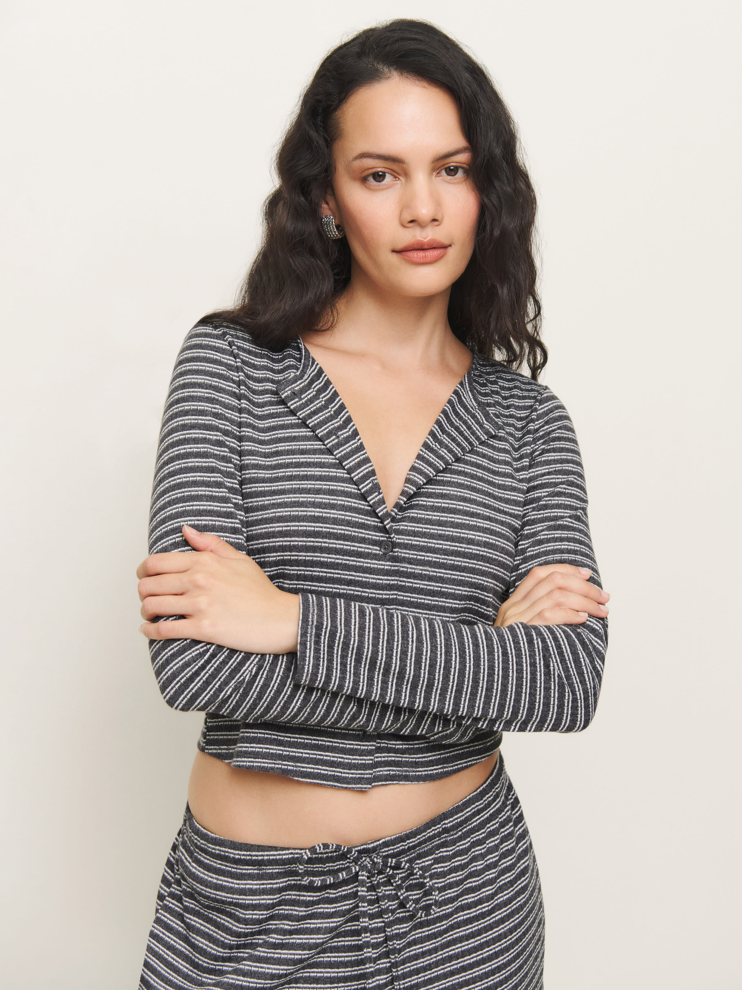 REFORMATION ARI POINTELLE KNIT CARDIGAN 