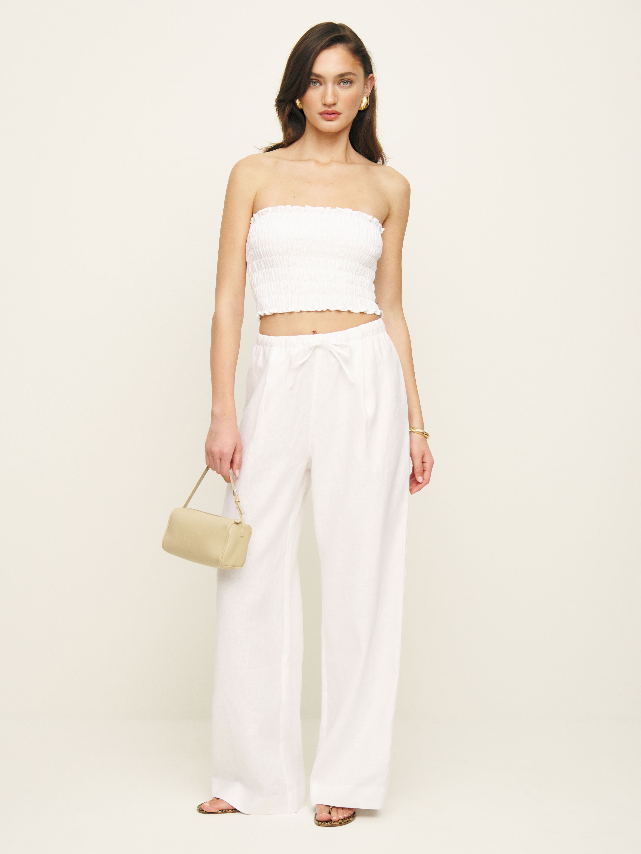 Shop Reformation Lena Linen Two Piece In White